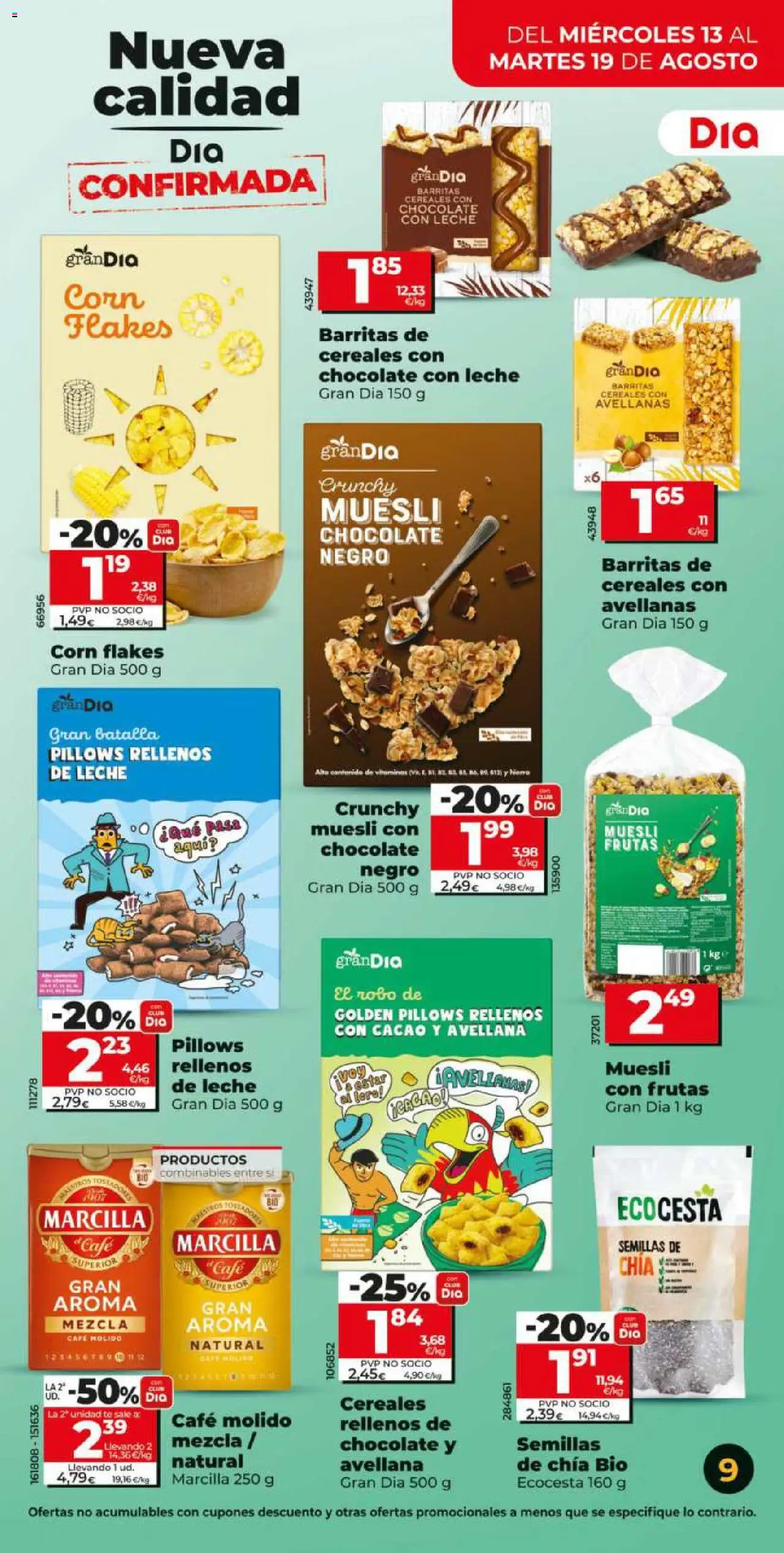 Dia - folleto Market │ válido desde el 13.08.2025 | Página: 9 | Productos: Café, Café molido, Chocolate con leche, Φρυγανιές σικάλεως