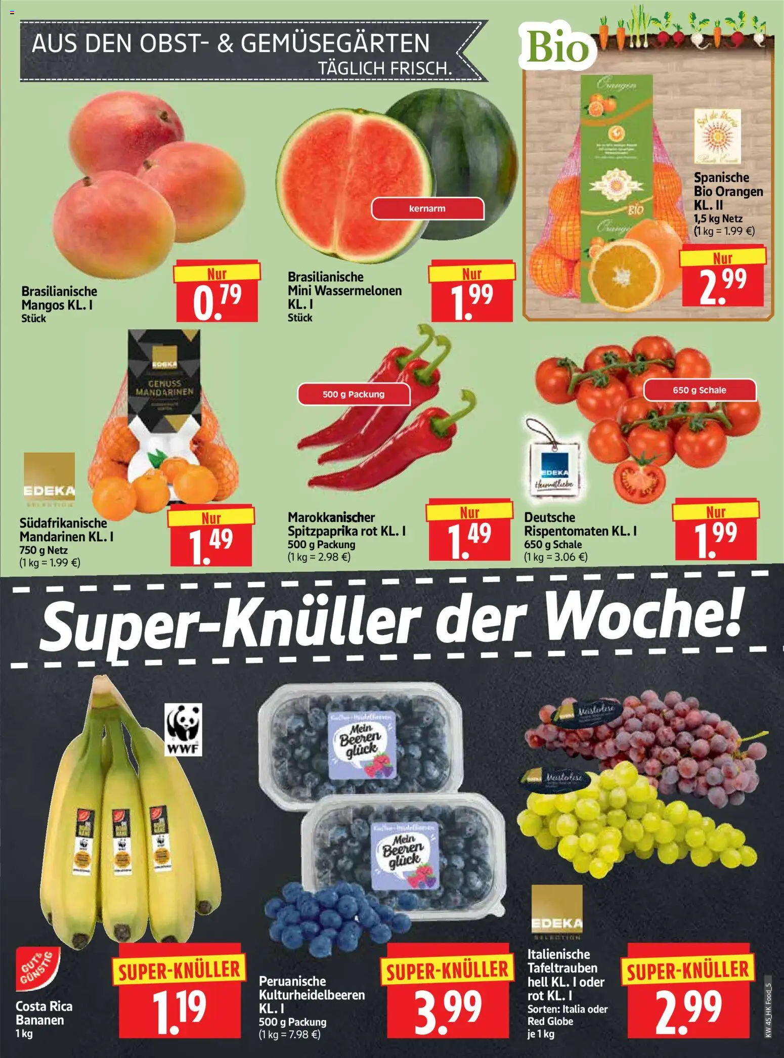 HERKULES Prospekt 	 – gültig ab 03.11.2025 | Seite: 5 | Produkte: Bananen, Mandarinen, Orangen, Obst