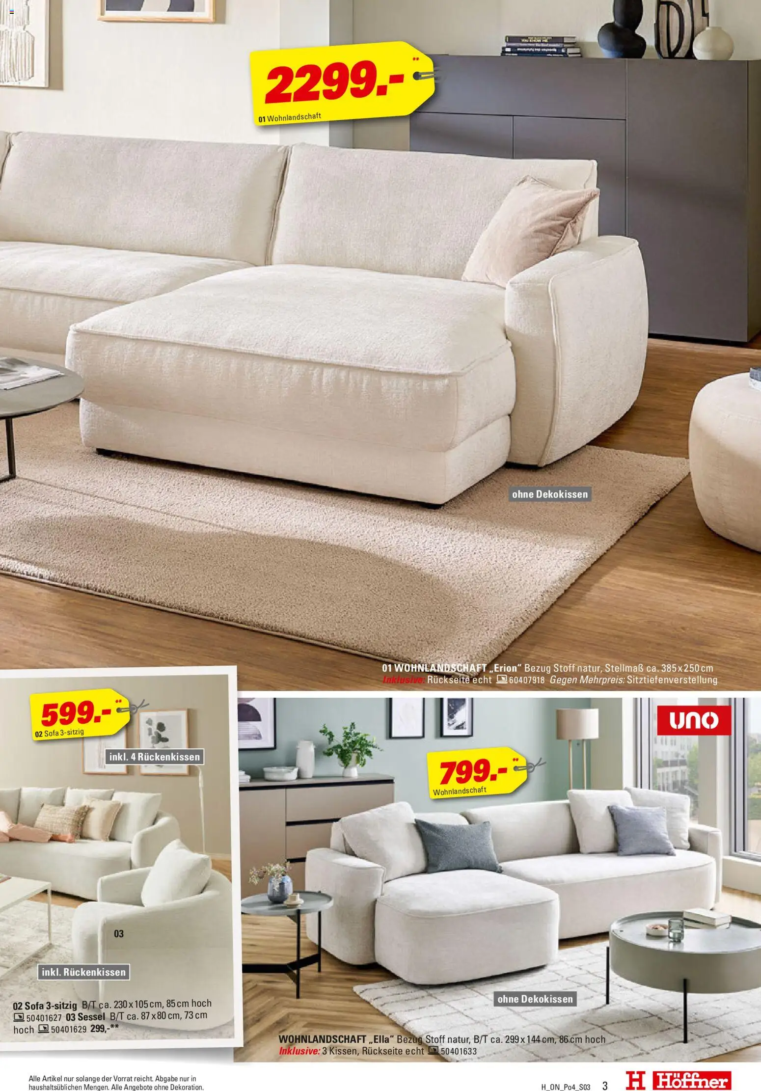 Höffner Prospekt 	 – gültig ab 28.10.2025 | Seite: 3 | Produkte: Wohnlandschaft, Sofa, Sessel