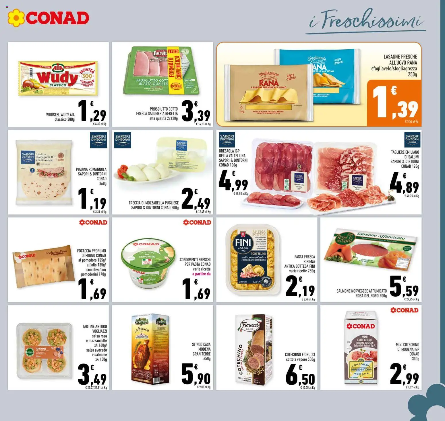 Volantino Conad del 01.12.2025 | Pagina: 13 | Prodotti: Pomodoro, Pasta, Wurstel, Parmigiano reggiano