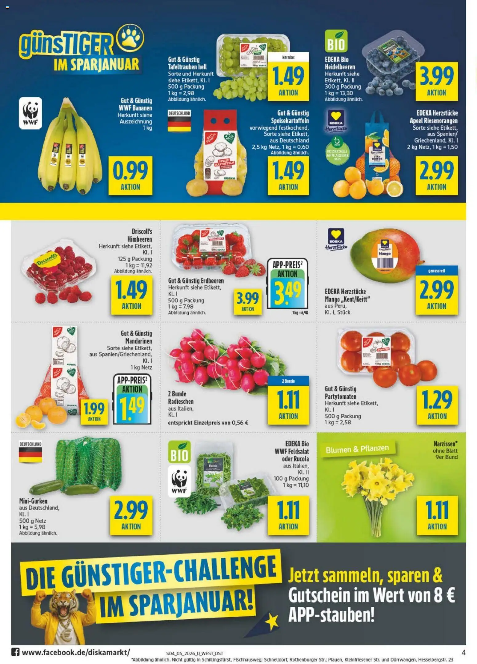 Diska - Diska Angebote Sachsen-Thüringen KW05 – gültig ab 26.01.2025 | Seite: 4 | Produkte: Rucola, Heidelbeeren, Mango, Erdbeeren