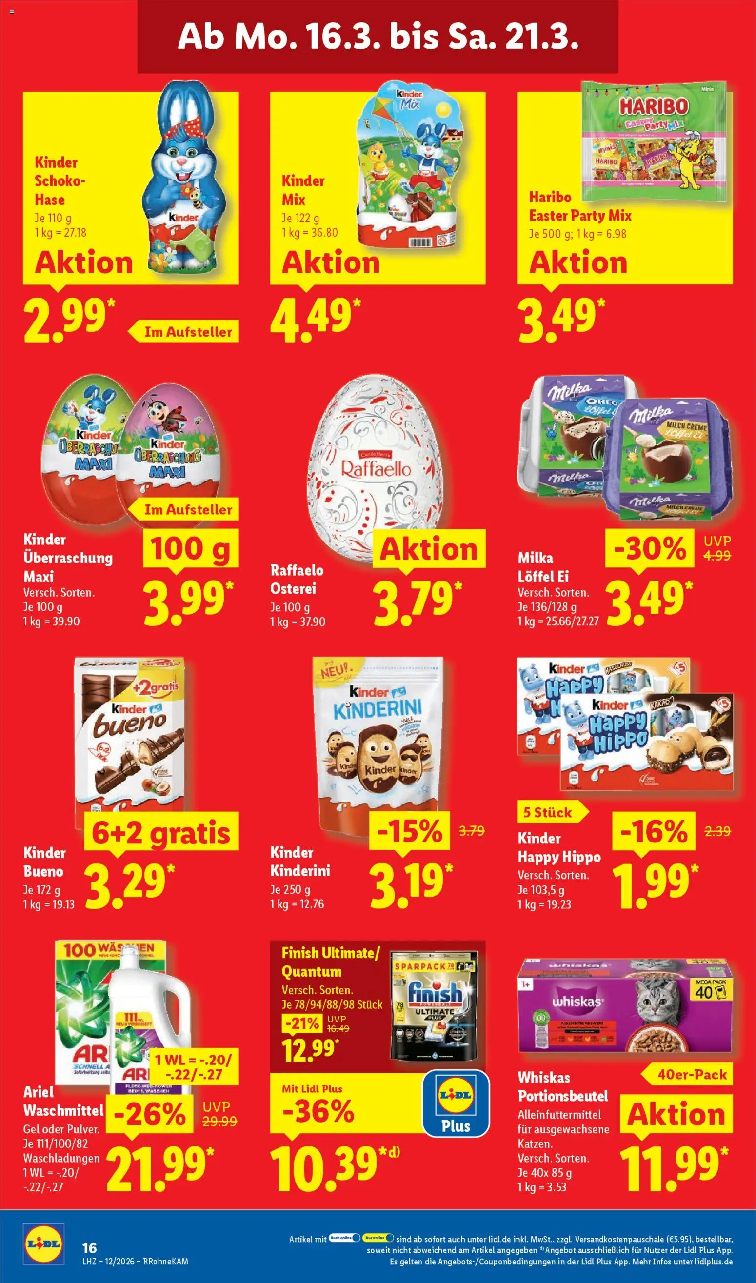 Lidl Prospekt Düsseldorf – gültig ab 16.03.2026 | Seite: 26 | Produkte: Raffaello, Ariel, Finish, Creme