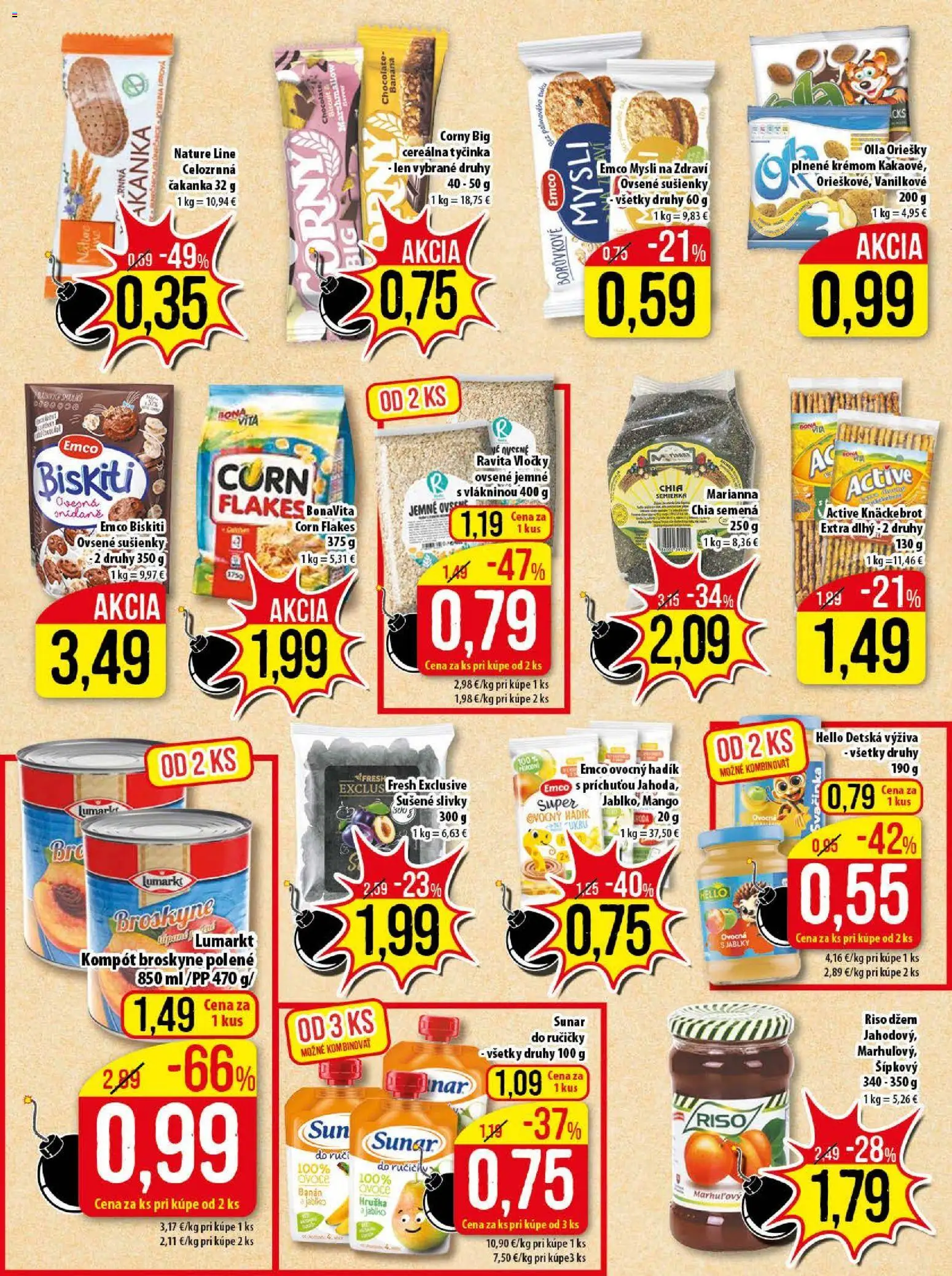 Nové Klas akcie – leták je platný od 12.01.2026 | Strana: 15 | Produkty: Vločky, Mango, Sušené slivky, Broskyne