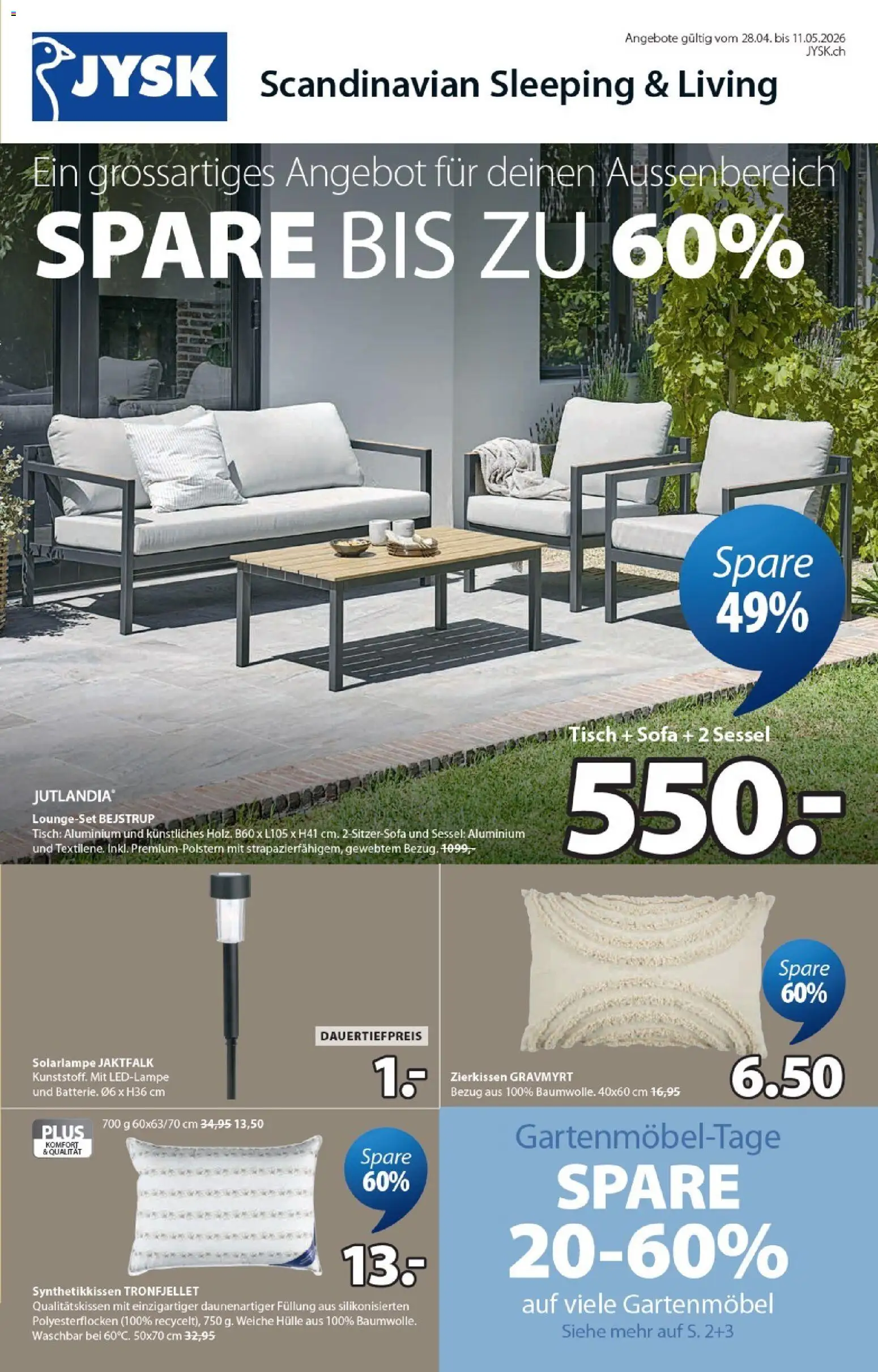 JYSK aktionen – gültig ab 28.04.2026 | Seite: 1 | Produkte: Tisch, Sessel, Gartenmöbel, Hülle