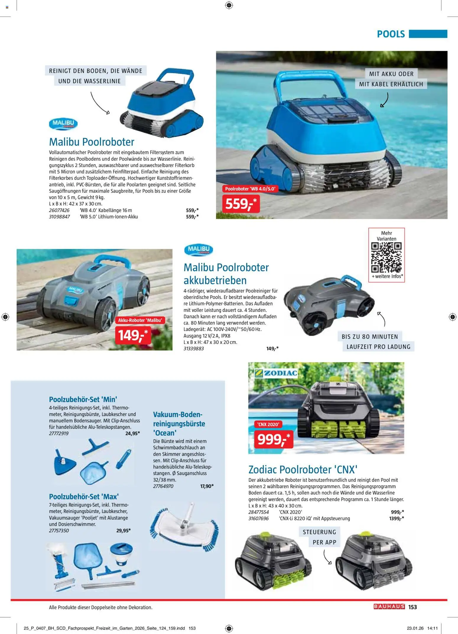 Bauhaus Freizeit im Garten gültig ab 01.05.2026 | Seite: 153 | Produkte: Kabel, Gewicht, Roboter, Bürste