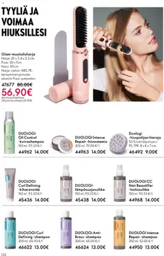 Oriflame-mainoslehti voimassa 08.10.2025 alkaen | Sivu: 132 | Tuotteet: Harja, Shampoo, Hiusnaamio, Kuivashampoo