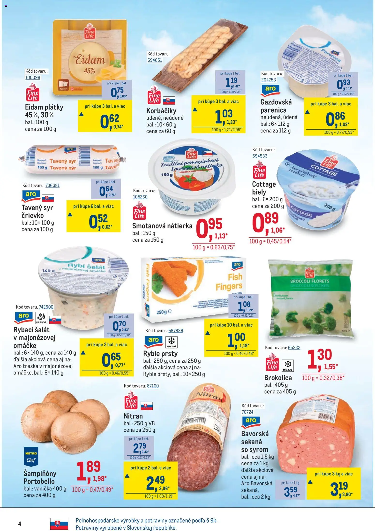 Nové Metro akcie – leták je platný od 11.02.2026 | Strana: 4 | Produkty: Syr, Brokolica, Omáčka, Treska