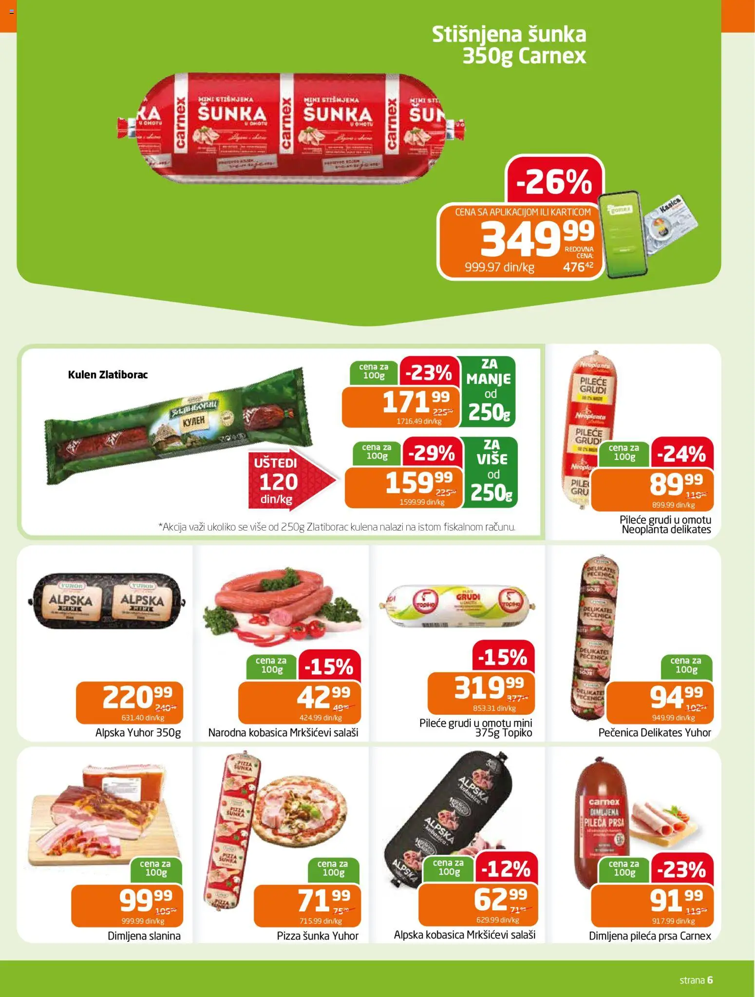 Gomex katalog - važi od 18.03.2026 | Strana: 6 | Proizvode: Pileće grudi, So, Dimljena pileća prsa, Pizza šunka