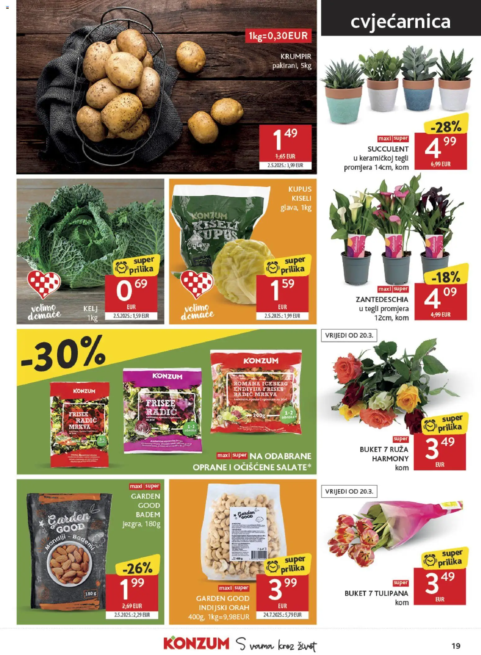 Konzum katalog | vrijedi od 18.03.2026 | Stranica: 19 | Proizvodi: Kelj, Krumpir, Kupus, Indijski orah