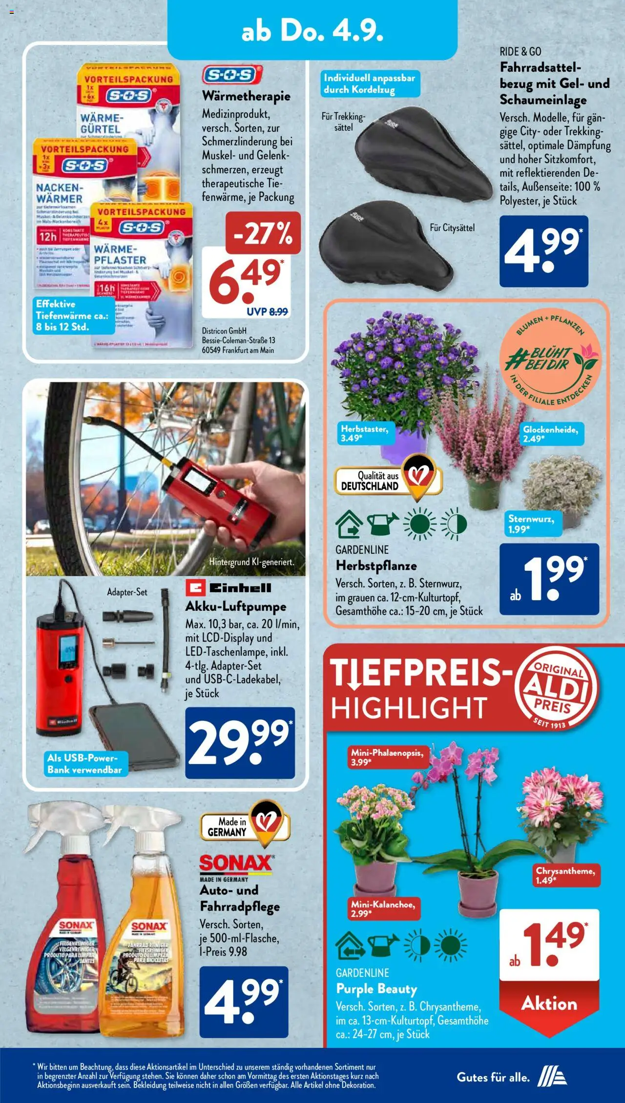 Aldi Süd Prospekt 	 - gültig ab dem 01.09.2025 | Seite: 9 | Produkte: Blumen, Bekleidung, Gürtel