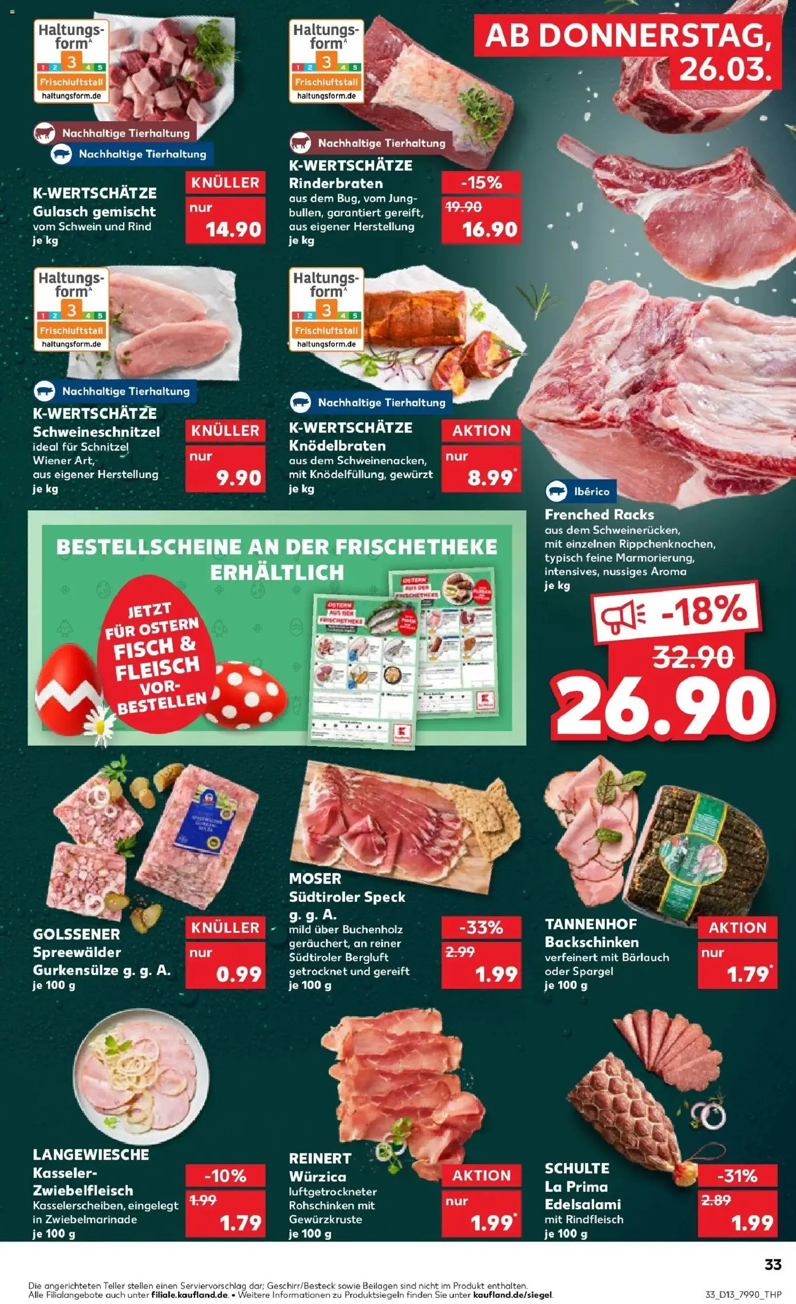 Kaufland Prospekt Mayen	 – gültig ab 26.03.2026 | Seite: 33 | Produkte: Schnitzel, Gulasch, Salami, Rindfleisch