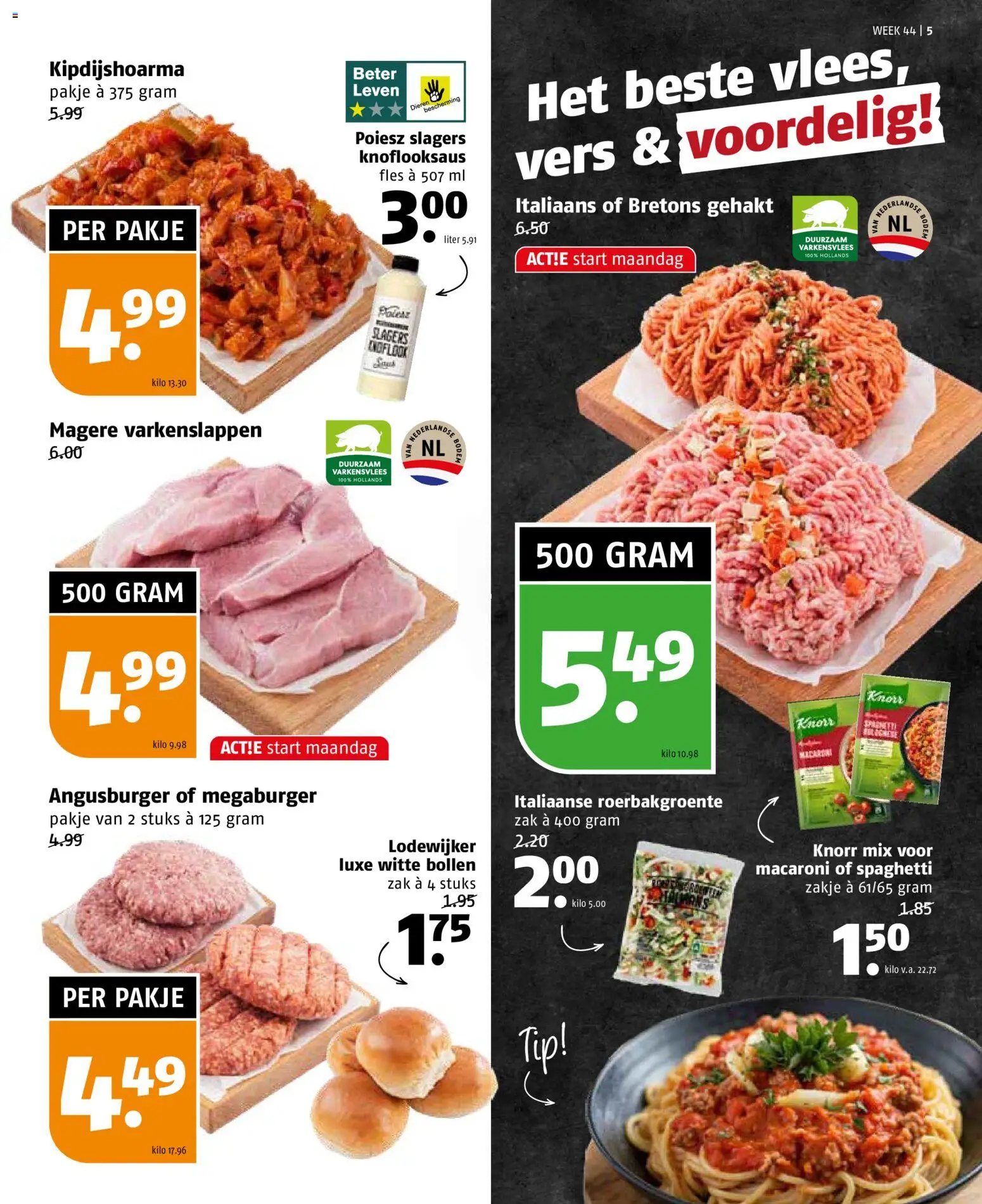 {H1} | Pagina: 5 | Producten: Varkensvlees, Gehakt, Fles, Zak