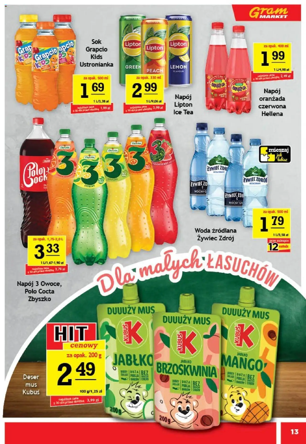 Gram Market Gazetka od 10.09.2025 | Strona: 13 | Produkty: Mango, Brzoskwinia, Ice Tea, Woda źródlana