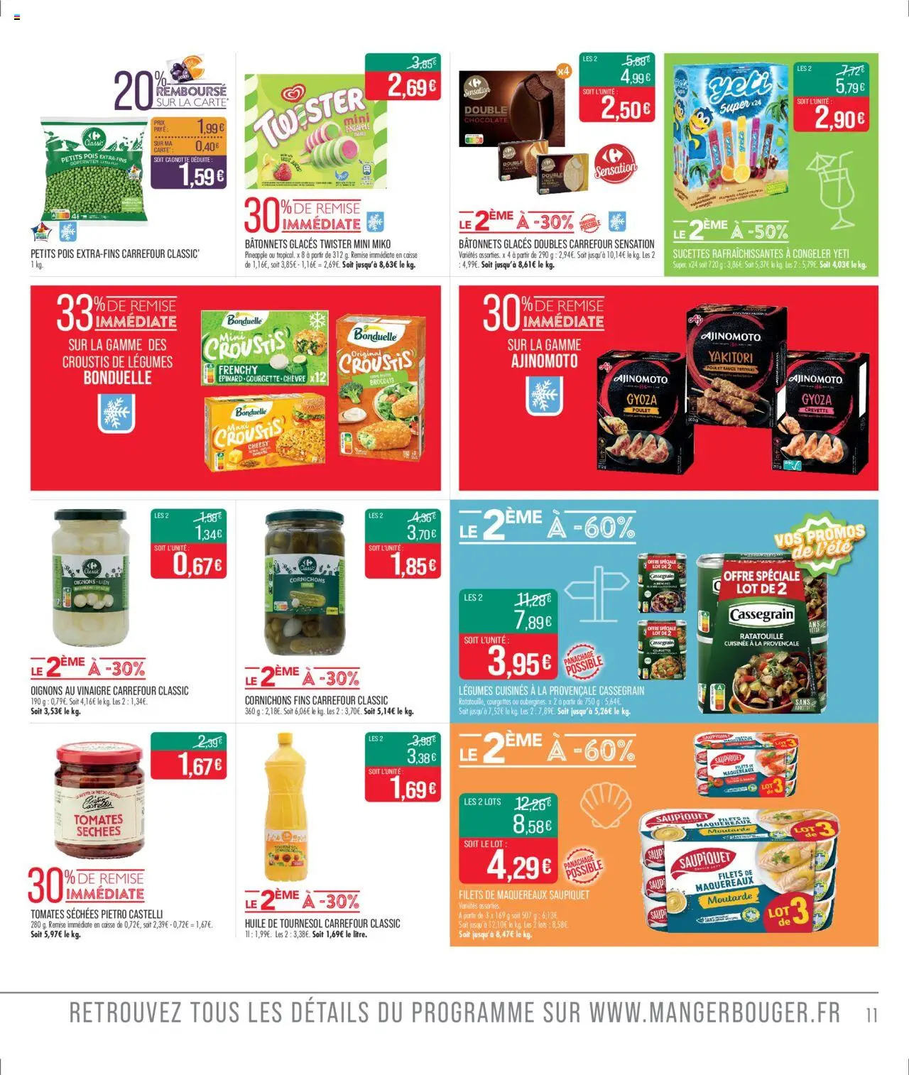  | Page: 11 | Produits: Glaces, Crevette, Pois, Tomates