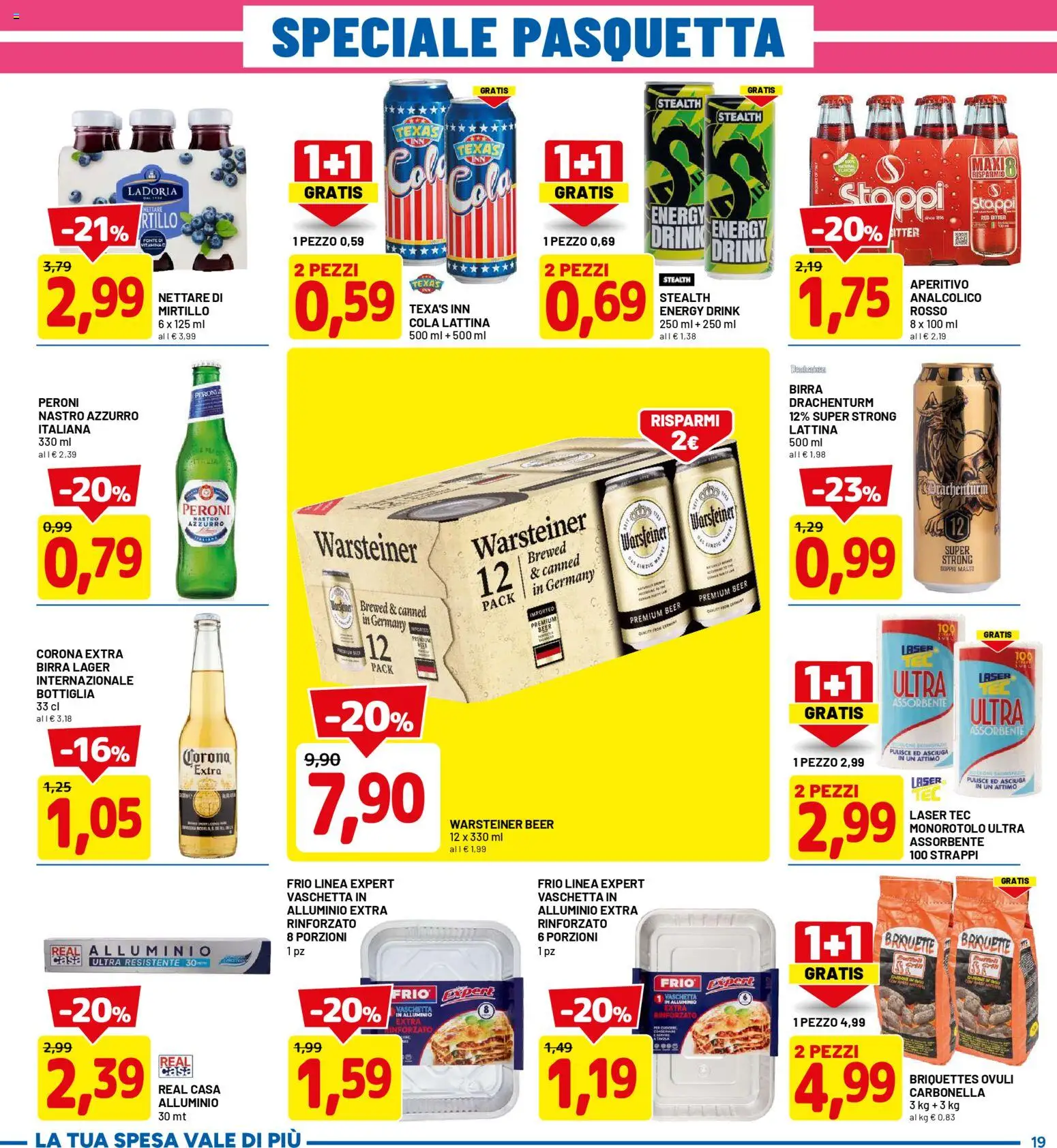 Volantino D Più del 26.03.2026 | Pagina: 19 | Prodotti: Birra, Alluminio, Bottiglia, Aperitivo
