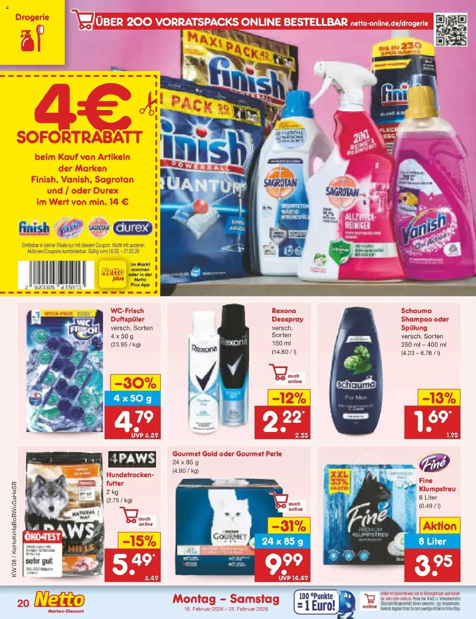 Netto Marken-Discount prospekt Stadtlohn	 – gültig ab 16.02.2026 | Seite: 28 | Produkte: Finish, Shampoo, Spülung, Deospray