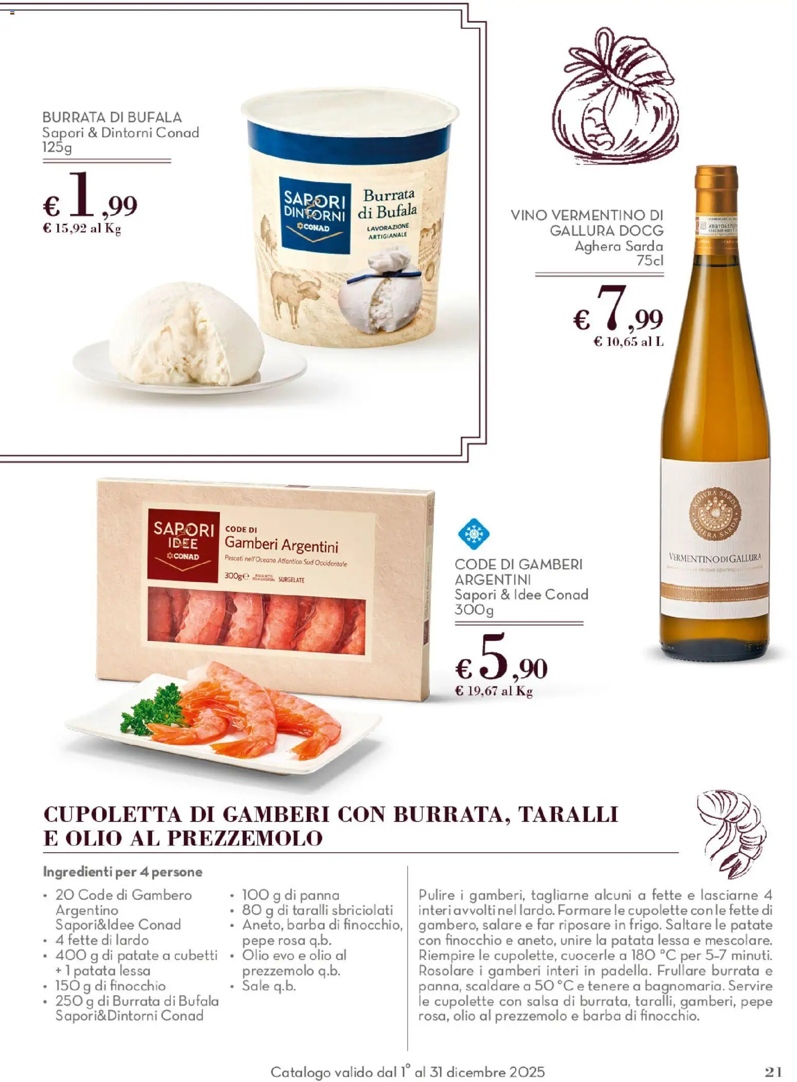Volantino Conad del 01.12.2025 | Pagina: 21 | Prodotti: Gamberi, Pepe, Vino, Prezzemolo