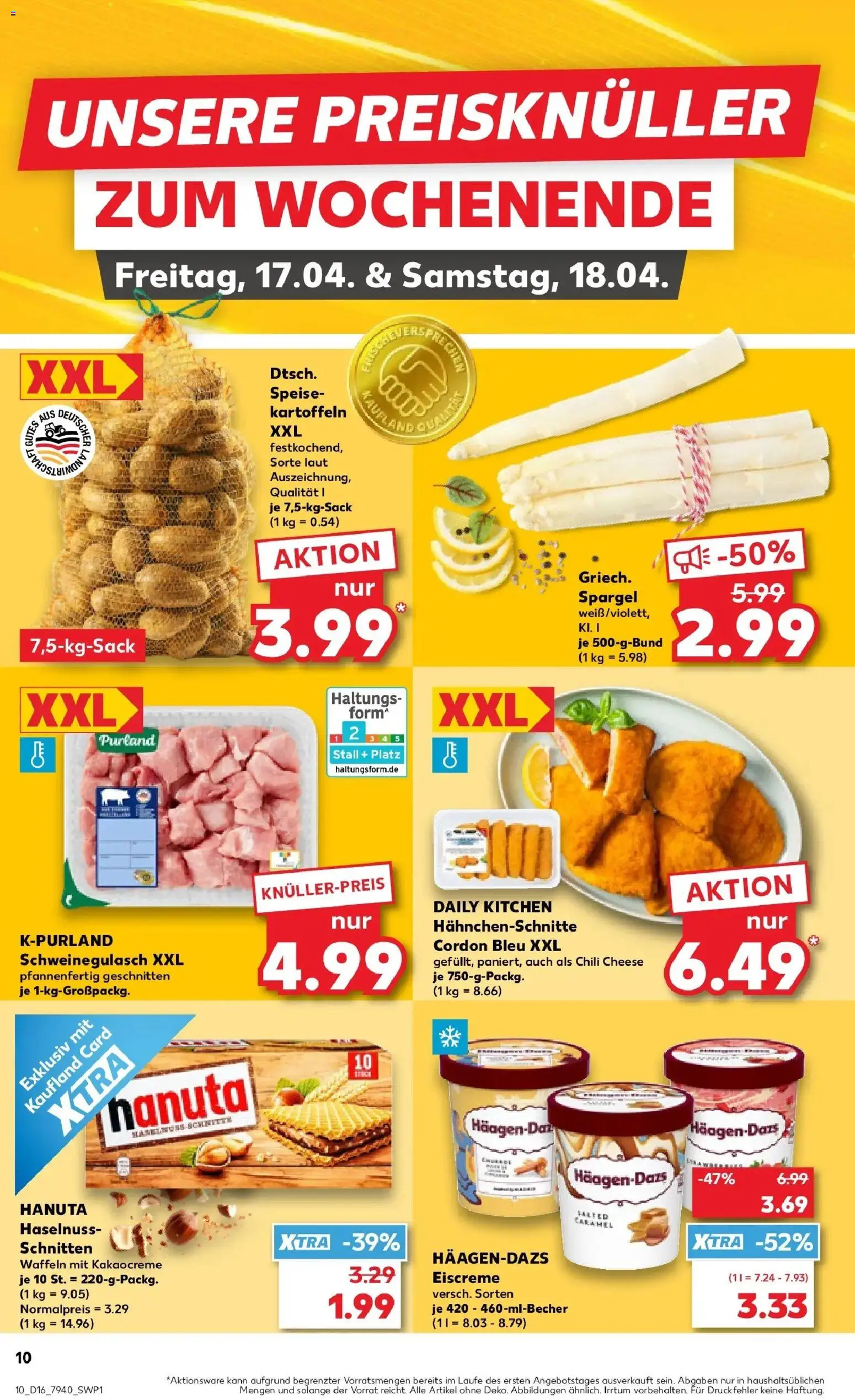 Kaufland Prospekt Kleve	 – gültig ab 16.04.2026 | Seite: 10 | Produkte: Schweinegulasch, Eiscreme, Spargel, Chili