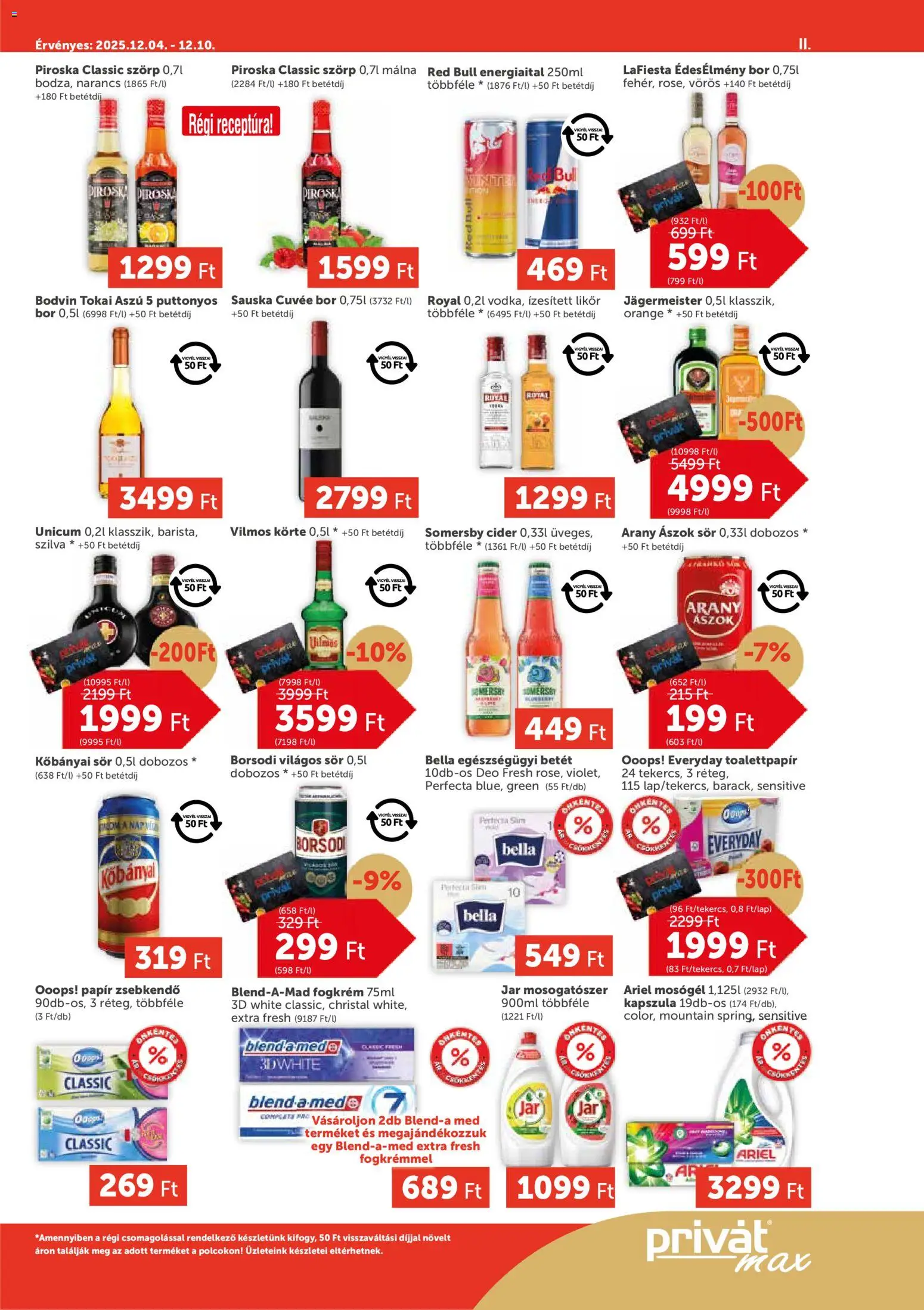 PRIVÁT akciós ujság - amely érvényes a következő dátumtól: 04.12.2025 | Oldal: 11 | Termékek: Körte, Málna, Szilva, Só