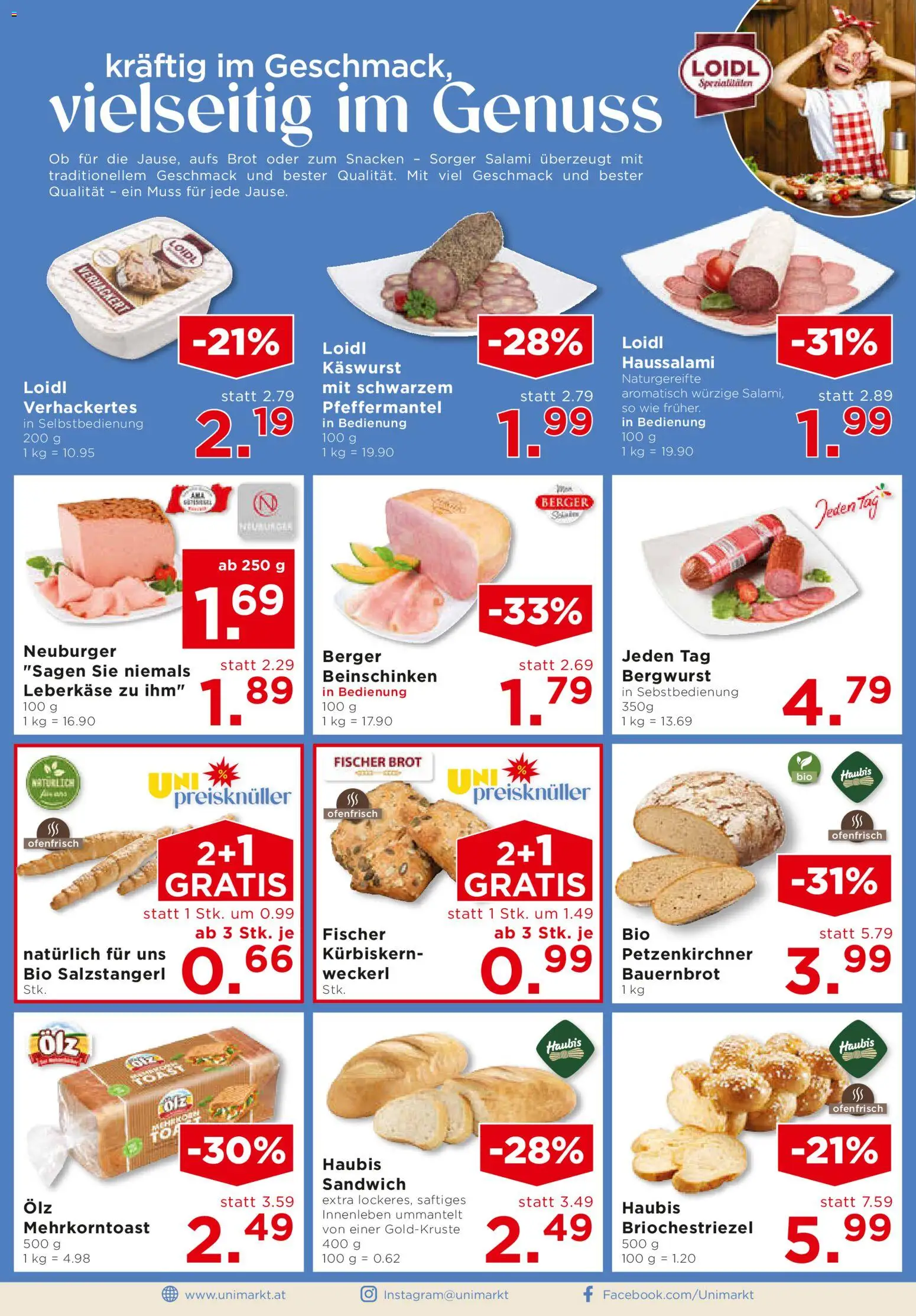 Unimarkt Nord gültig ab 29.10.2025 | Seite: 6 | Produkte: Brot, Salami