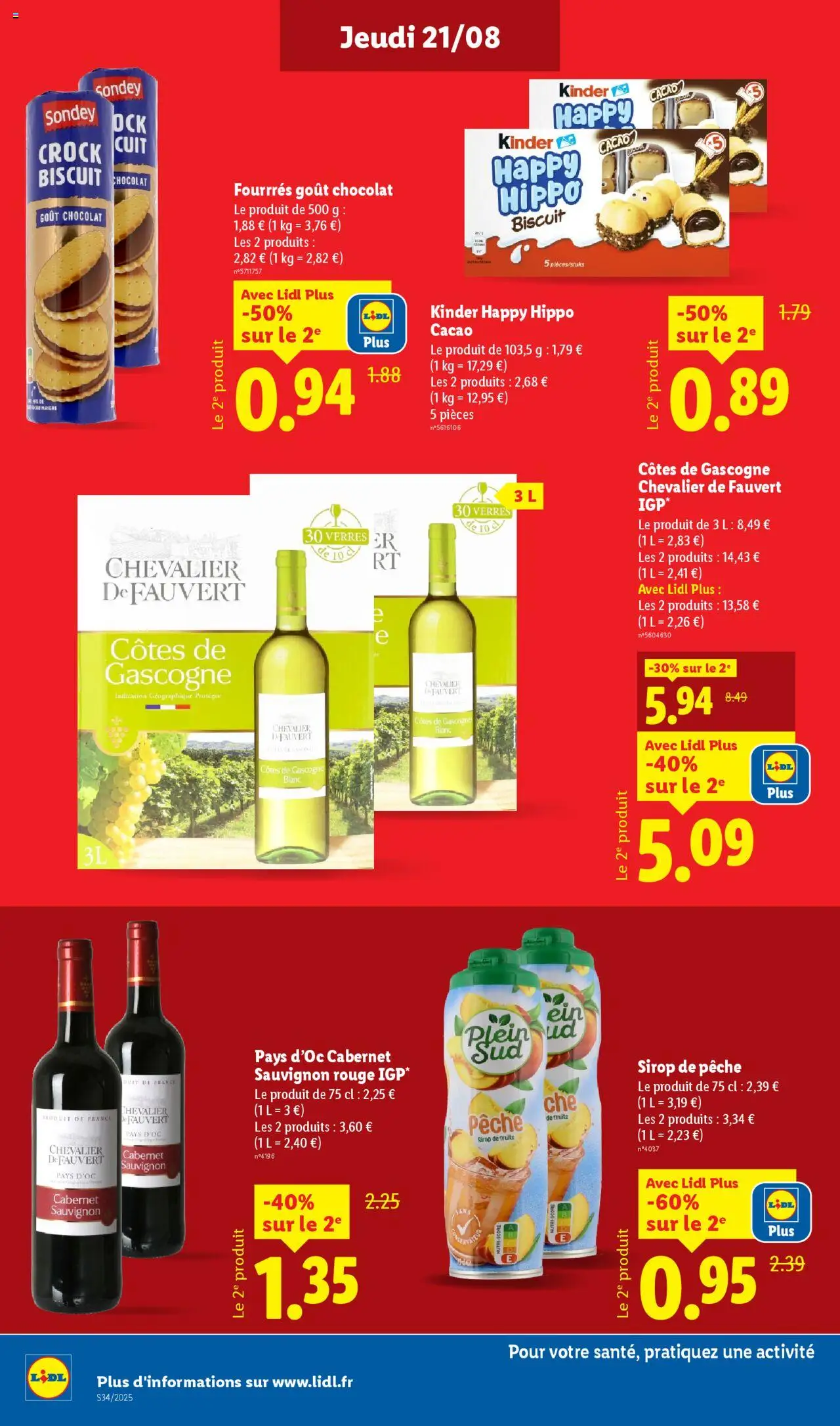  | Page: 12 | Produits: Pêche, Sirop de fruits, Chocolat, Biscuits