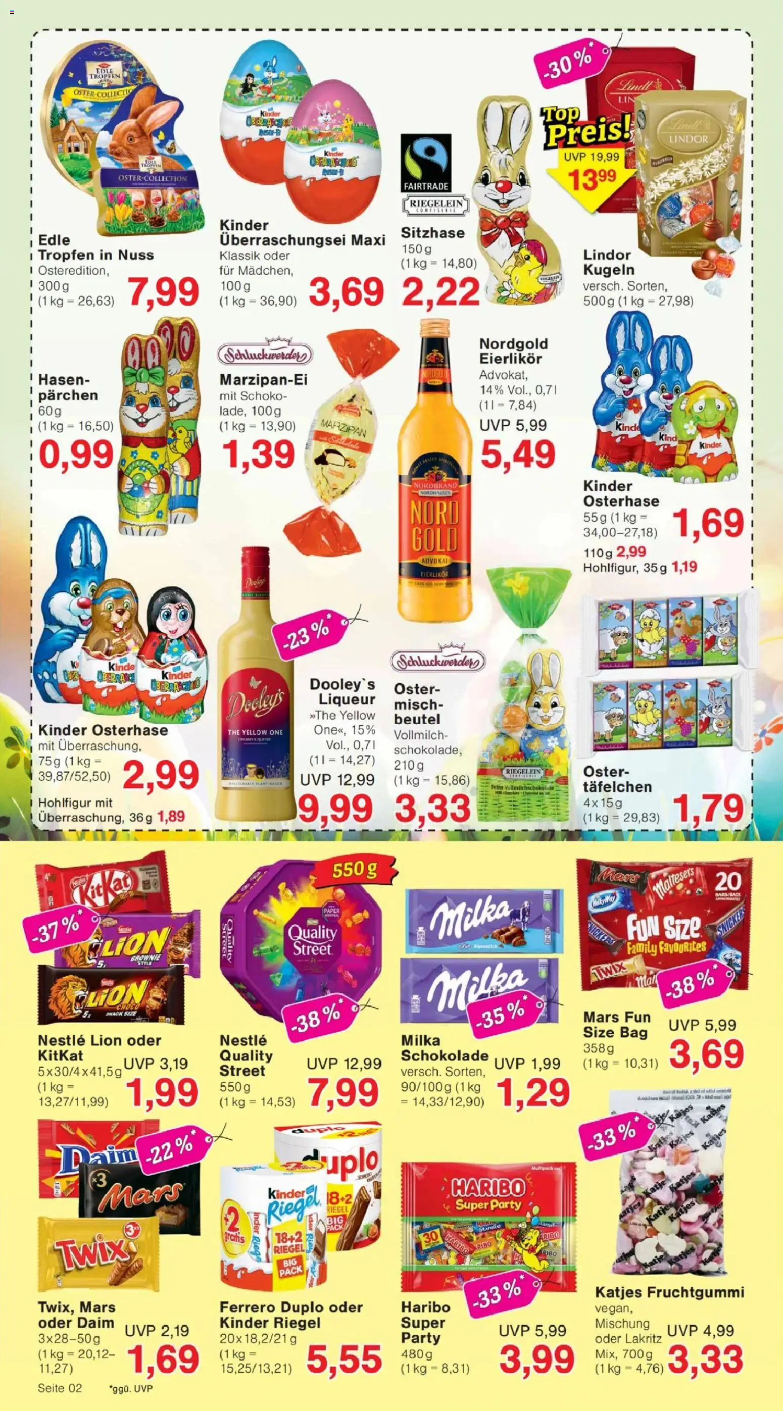 Jawoll Prospekt – gültig ab 30.03.2026 | Seite: 2 | Produkte: Ferrero duplo, Snickers, Mars, Lindt