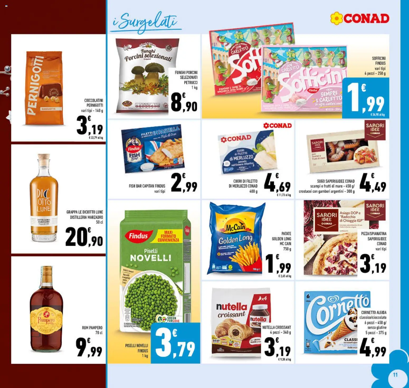Volantino Conad del 19.11.2025 | Pagina: 11 | Prodotti: Cornetto, Gamberi, Patate, Frutti di mare