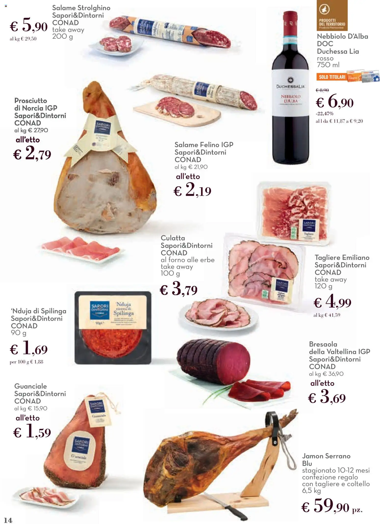 Volantino Conad del 12.03.2026 | Pagina: 14 | Prodotti: Salame, Bresaola, Forno, Guanciale