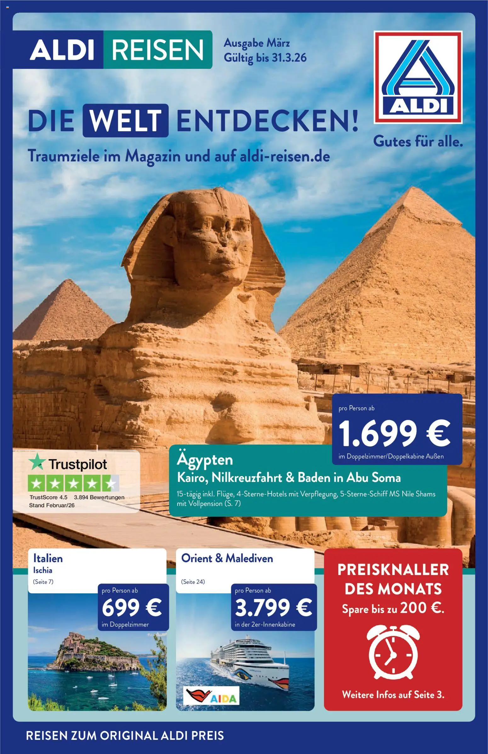 Aldi Reisen  Reisemagazin – gültig ab 01.03.2026 | Seite: 1