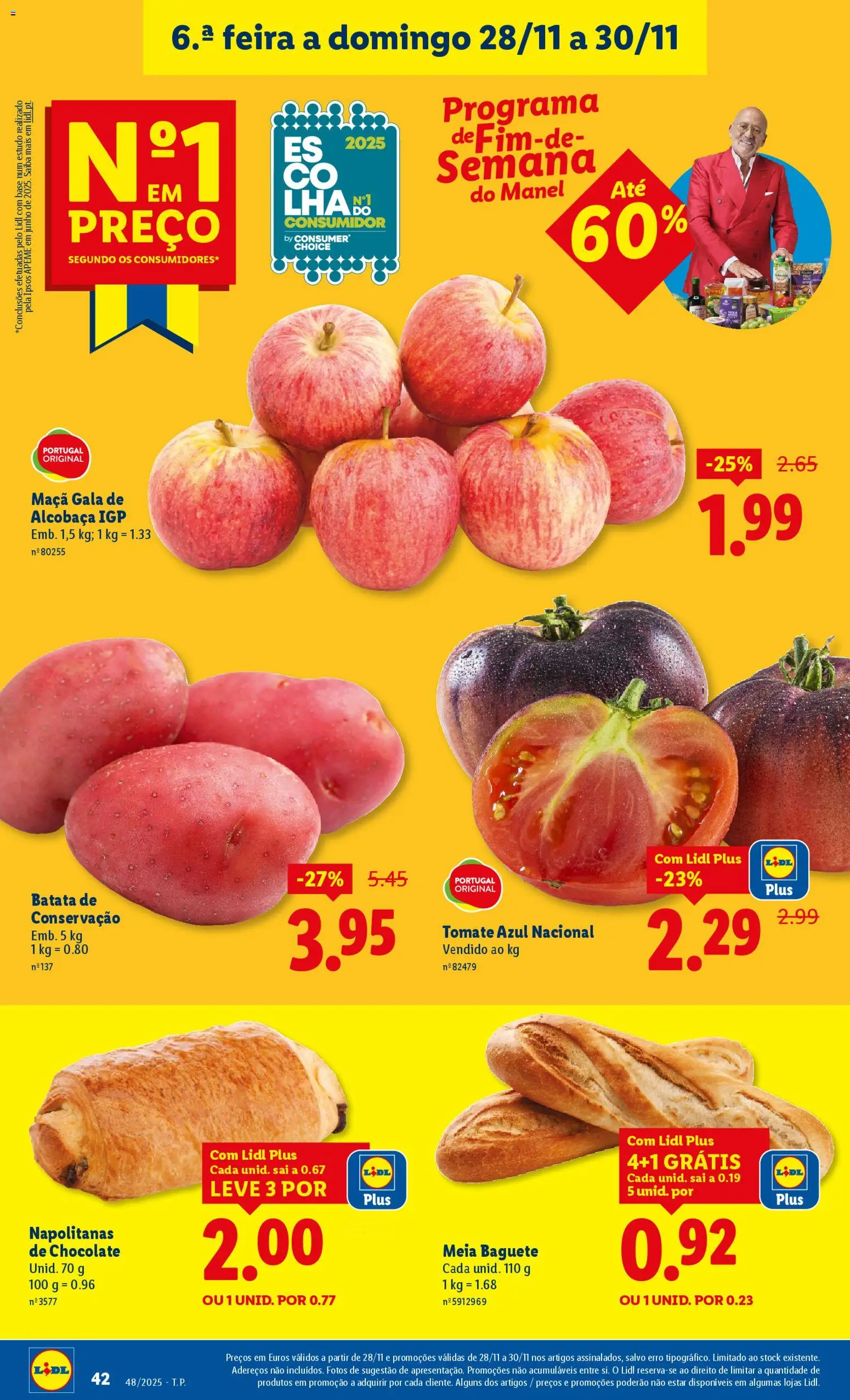 Lidl Black Friday │ válido de 24.11.2025 | Página: 42 | Produtos: Batata, Maça, Chocolate, Tomate
