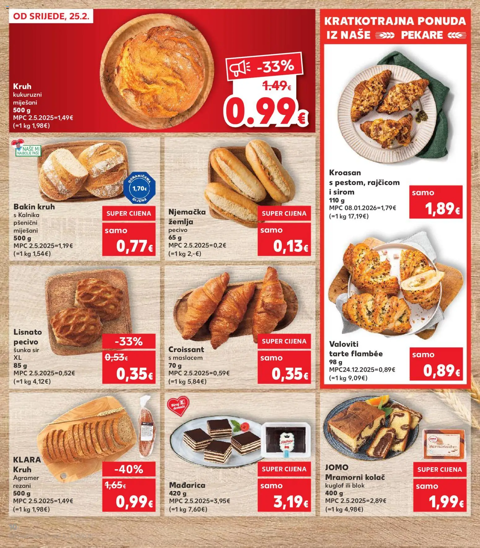 Kaufland katalog | vrijedi od 25.02.2026 | Stranica: 10 | Proizvodi: Kruh, Šunka, Kroasan, Pecivo