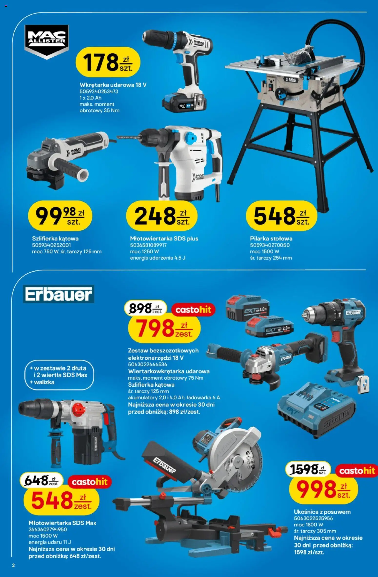 Castorama gazetka od 04.03.2026 | Strona: 2 | Produkty: Ładowarka, Młotowiertarka, Walizka, Szlifierka