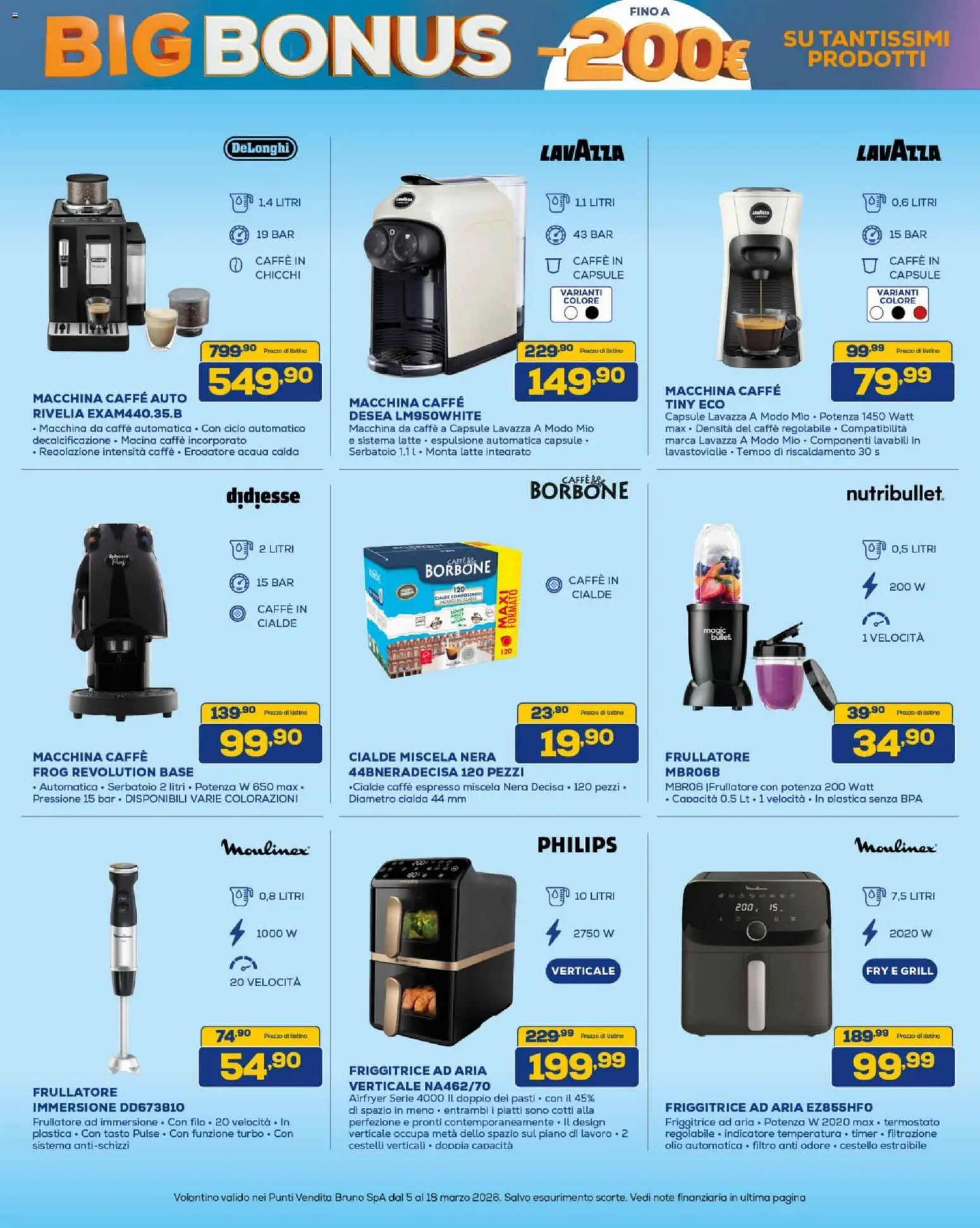 Volantino BRUNO del 05.03.2026 | Pagina: 32 | Prodotti: Friggitrice ad aria, Latte, Olio, Lavastoviglie