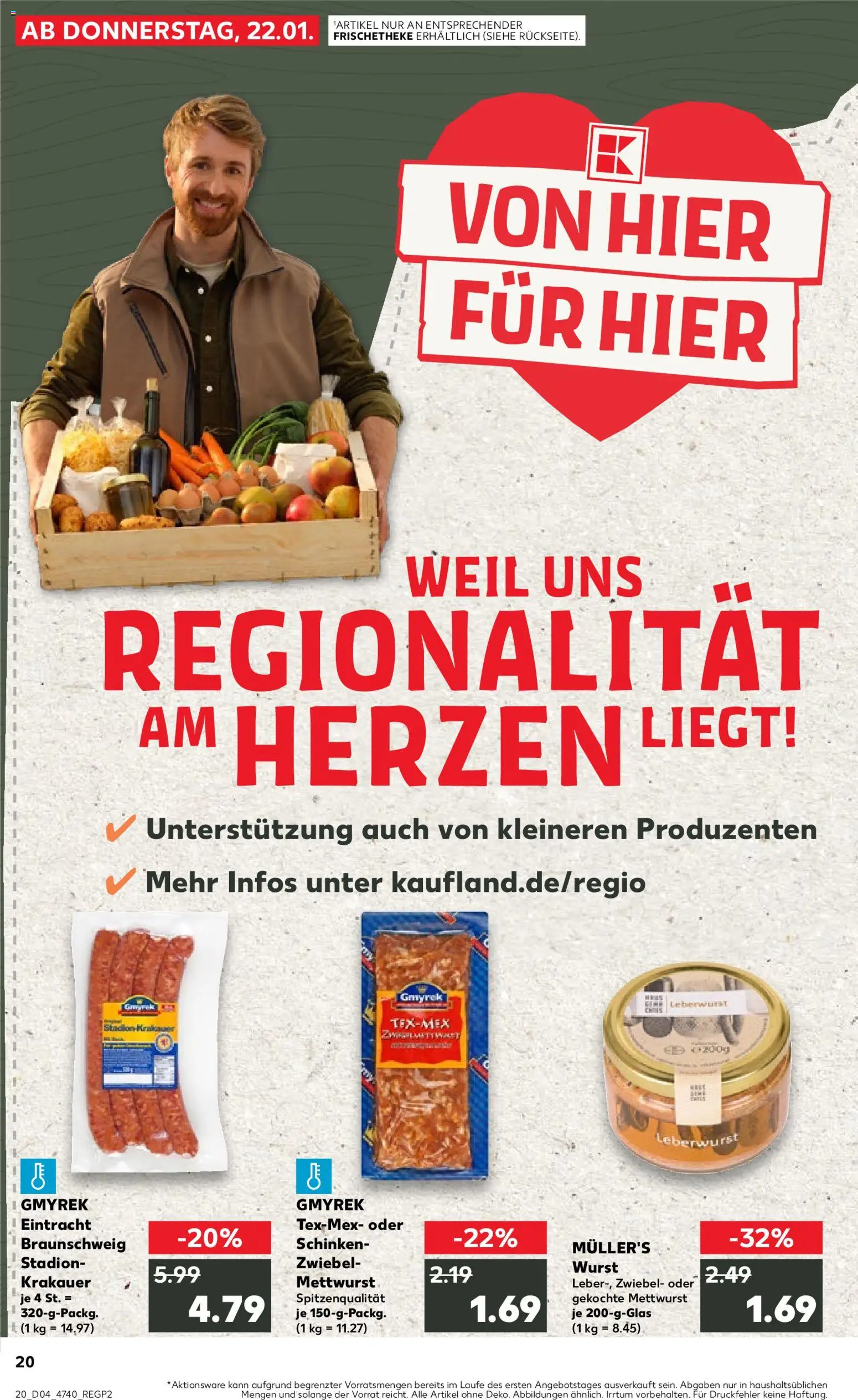 Kaufland prospekt Hannover	 – gültig ab 25.01.2026 | Seite: 20 | Produkte: Wurst, Schinken