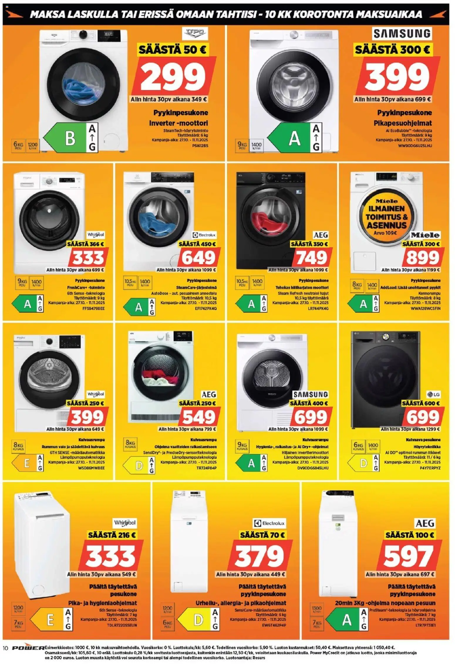 Power tarjoukset – voimassa 20.10.2025 alkaen | Sivu: 10 | Tuotteet: Pesukone, Voi