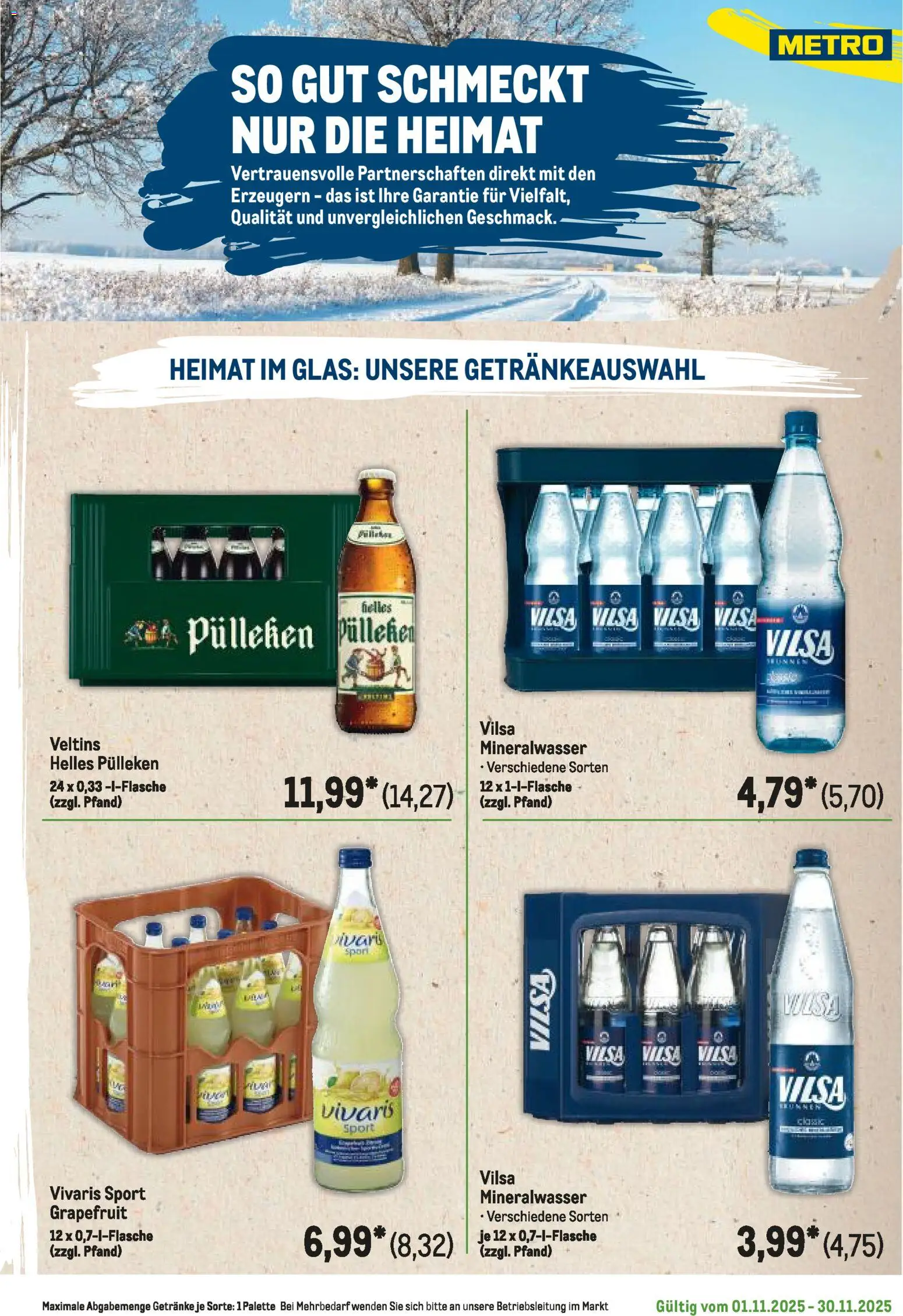 Metro Regionaler Flyer – gültig ab 01.11.2025 | Seite: 33 | Produkte: Helles pulleken, Mineralwasser, Grapefruit, Veltins
