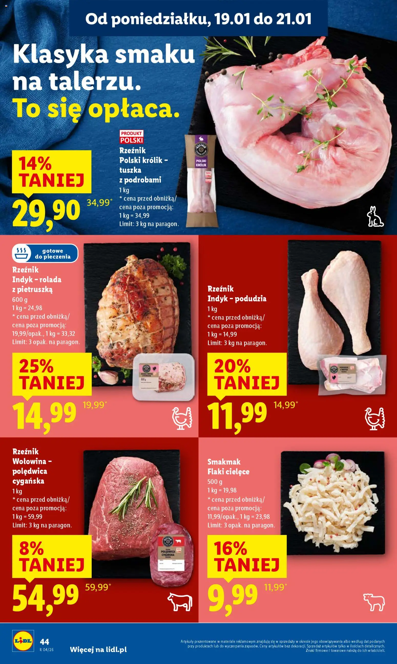 Lidl Gazetka od 19.01.2026 | Strona: 44 | Produkty: Pietruszka, Rolada, Flaki, Wołowina