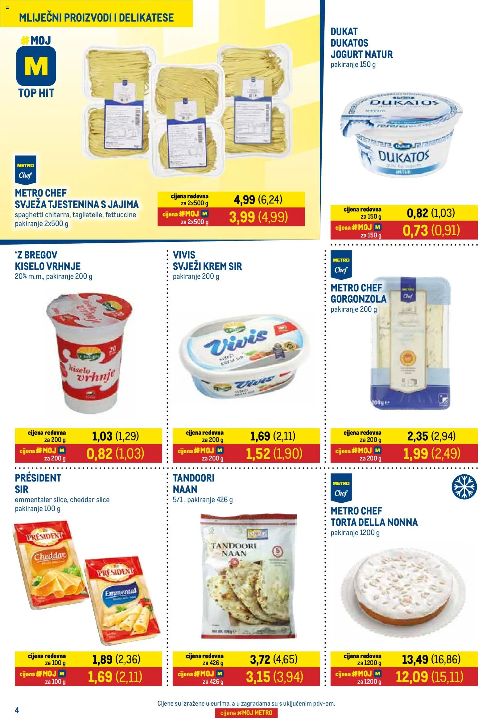Metro katalog | vrijedi od 02.01.2026 | Stranica: 4 | Proizvodi: Krem sir, Sir, Jogurt, Tjestenina
