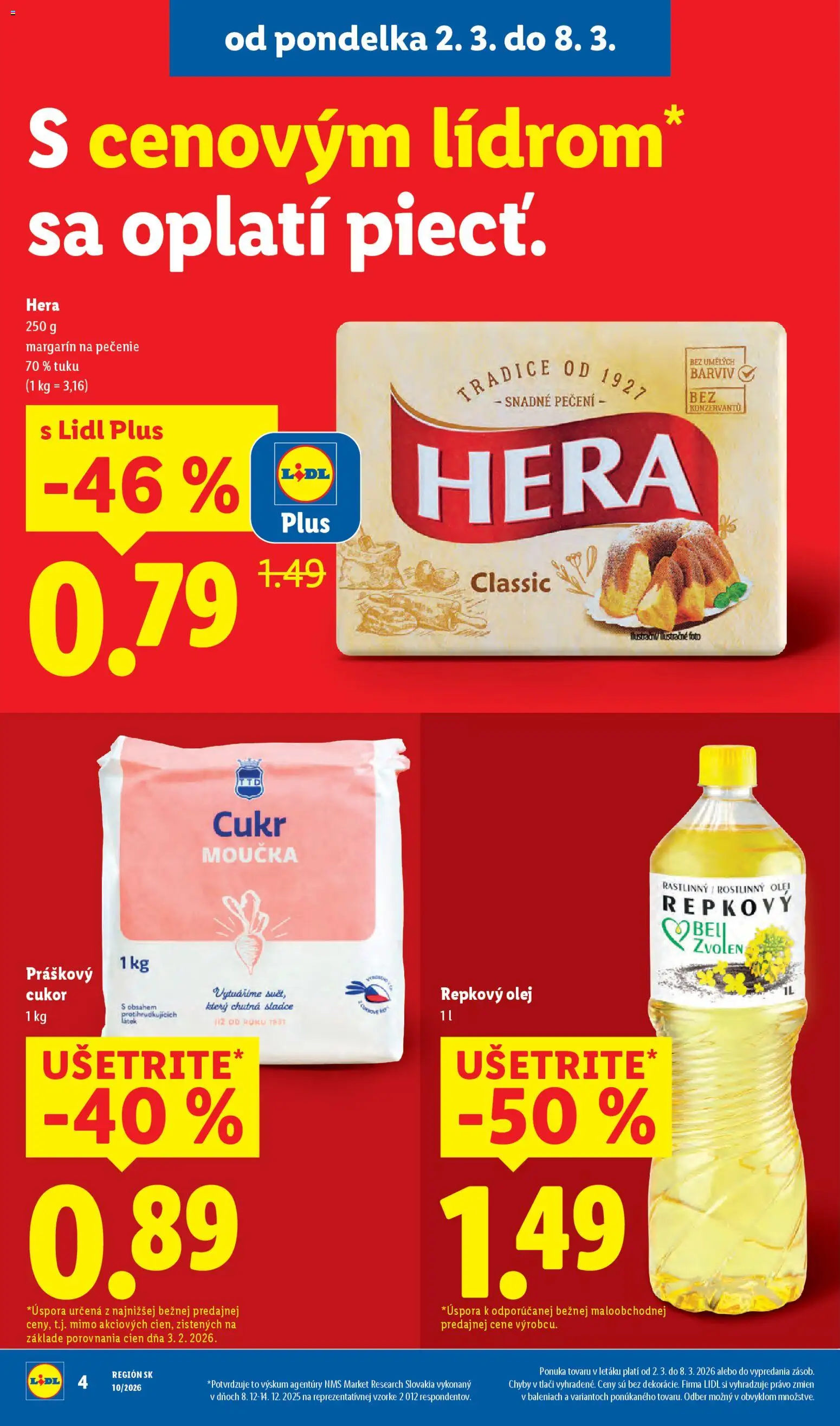 Nové Lidl akcie – leták je platný od 05.03.2026 | Strana: 3 | Produkty: Olej, Práškový cukor, Cukor, Hera
