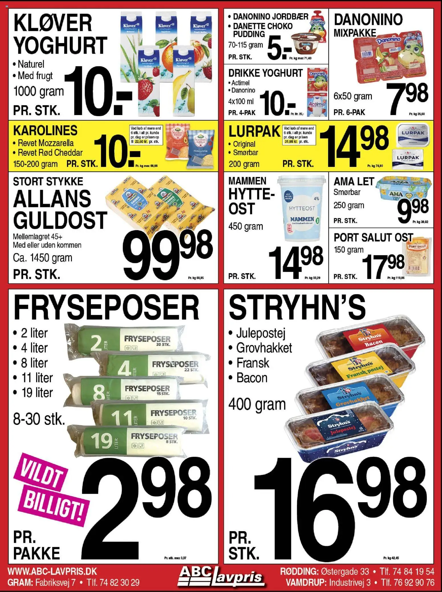 Abc Lavpris tilbudsavis – gyldig fra 19.11.2025 | Side: 2 | Produkter: Ost, Yoghurt, Jordbær, Mozzarella