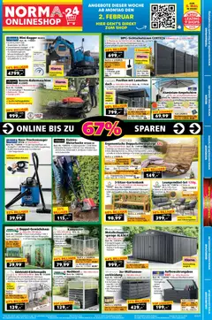 Norma Online shop ab 02.02.2026 gültig | Seite: 1 | Produkte: Wasser, Kabel, Lattenrost, Couchtisch