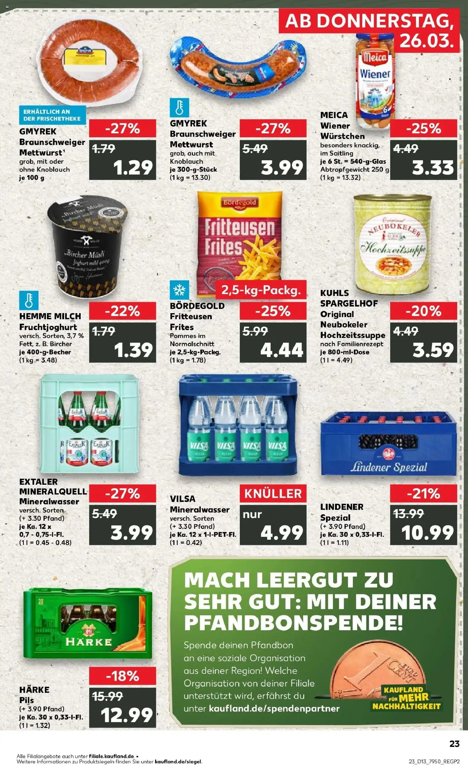 Kaufland Prospekt Peine	 – gültig ab 26.03.2026 | Seite: 23 | Produkte: Musli, Wiener wurstchen, Pommes, Meica