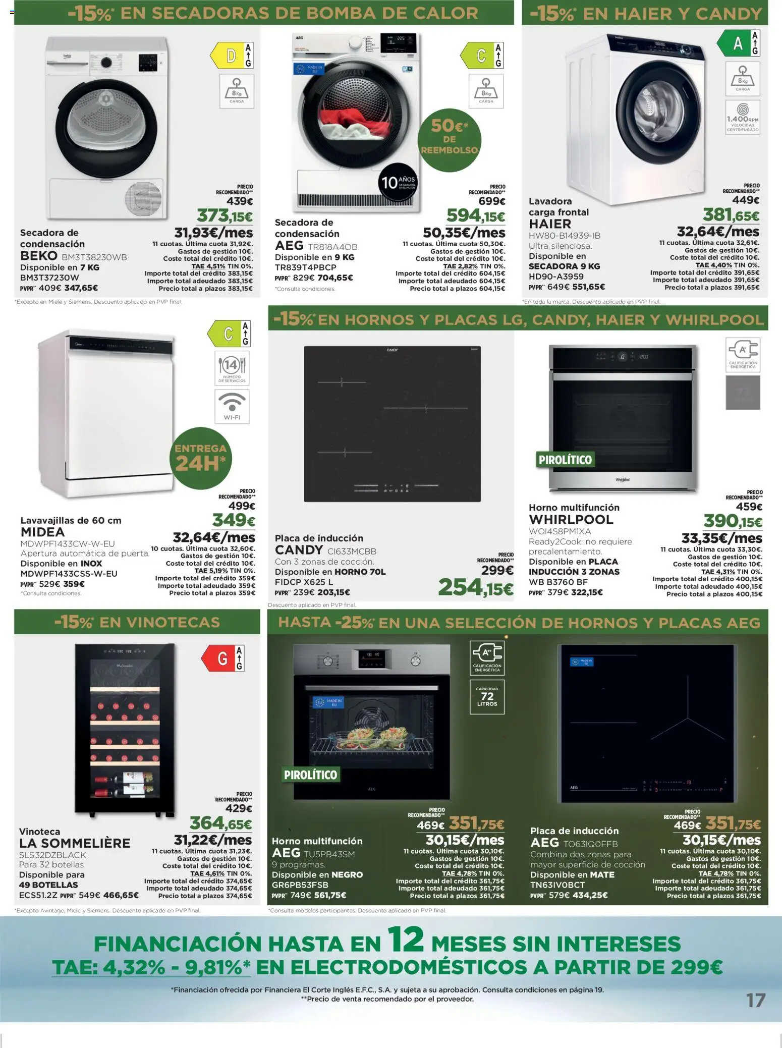 El Corte Inglés ofertas │ válido desde el 29.12.2025 | Página: 17 | Productos: Lavadora, Secadora, Horno, Lavavajillas