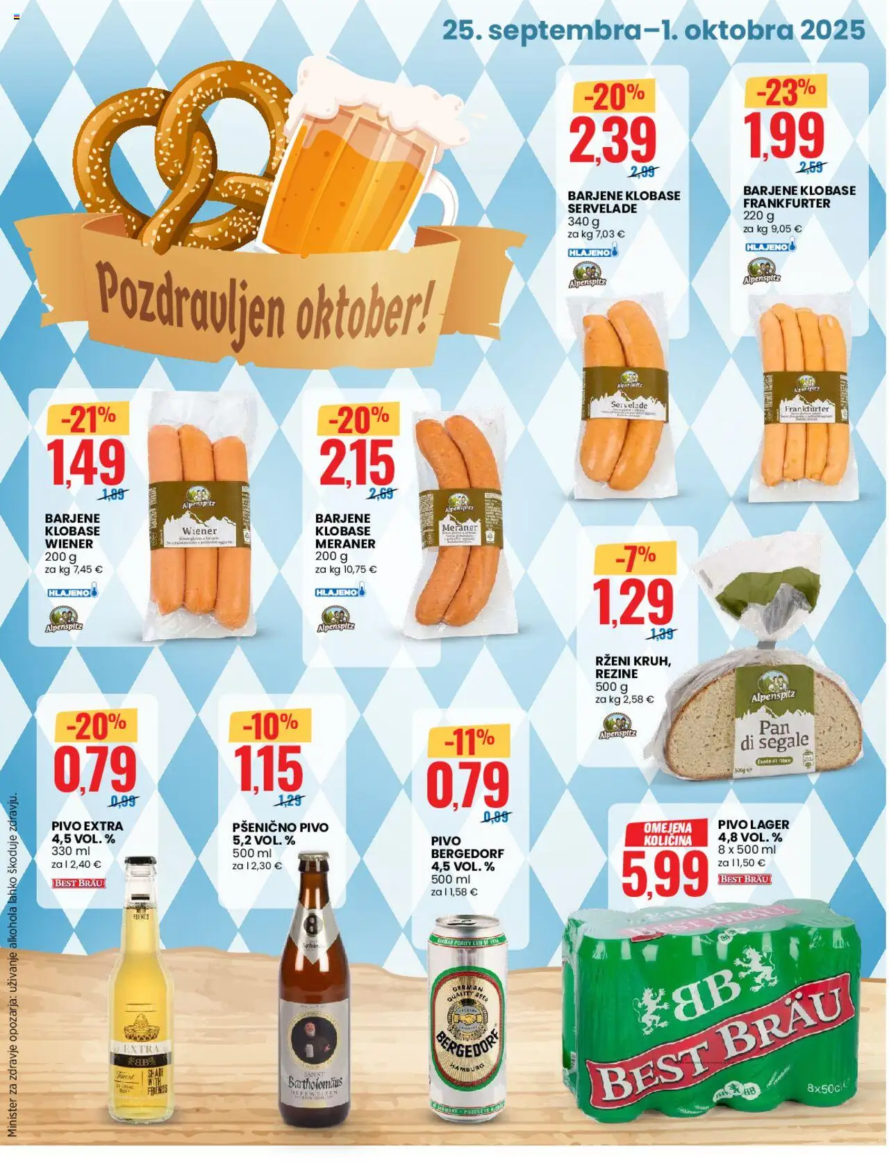 Novi Eurospin katalog ponudbe – veljaven od 25.09.2025 | Stran: 11 | Izdelki: Pivo, Klobase