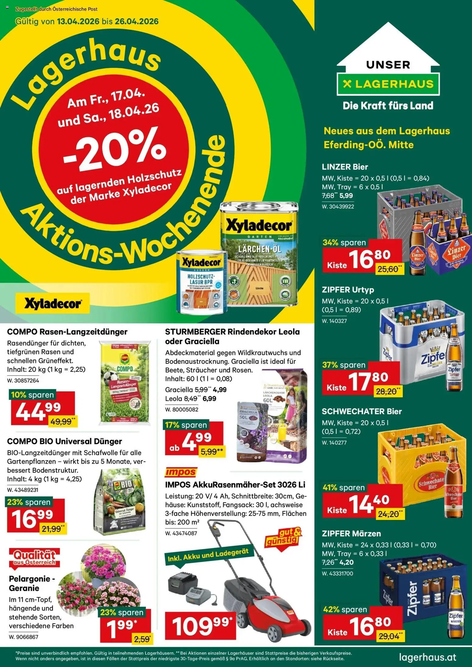 Lagerhaus Wochen Angebote gültig ab 13.04.2026 | Seite: 1 | Produkte: Bier