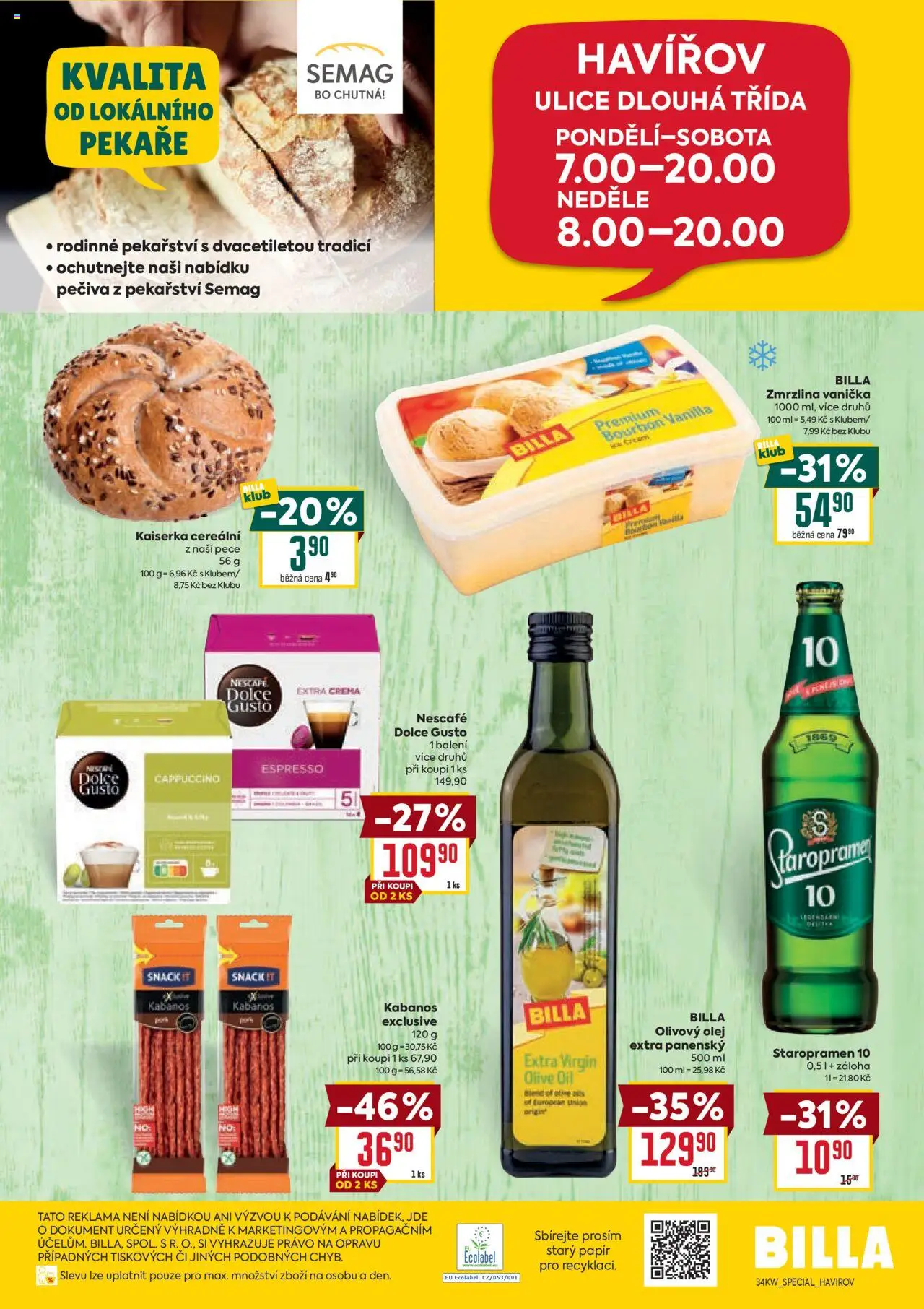 Billa leták - Speciál: Havířov od 20.08.2025 | Strana: 2 | Produkty: Staropramen 10, Olivový olej, Nescafé Dolce Gusto, Bourbon