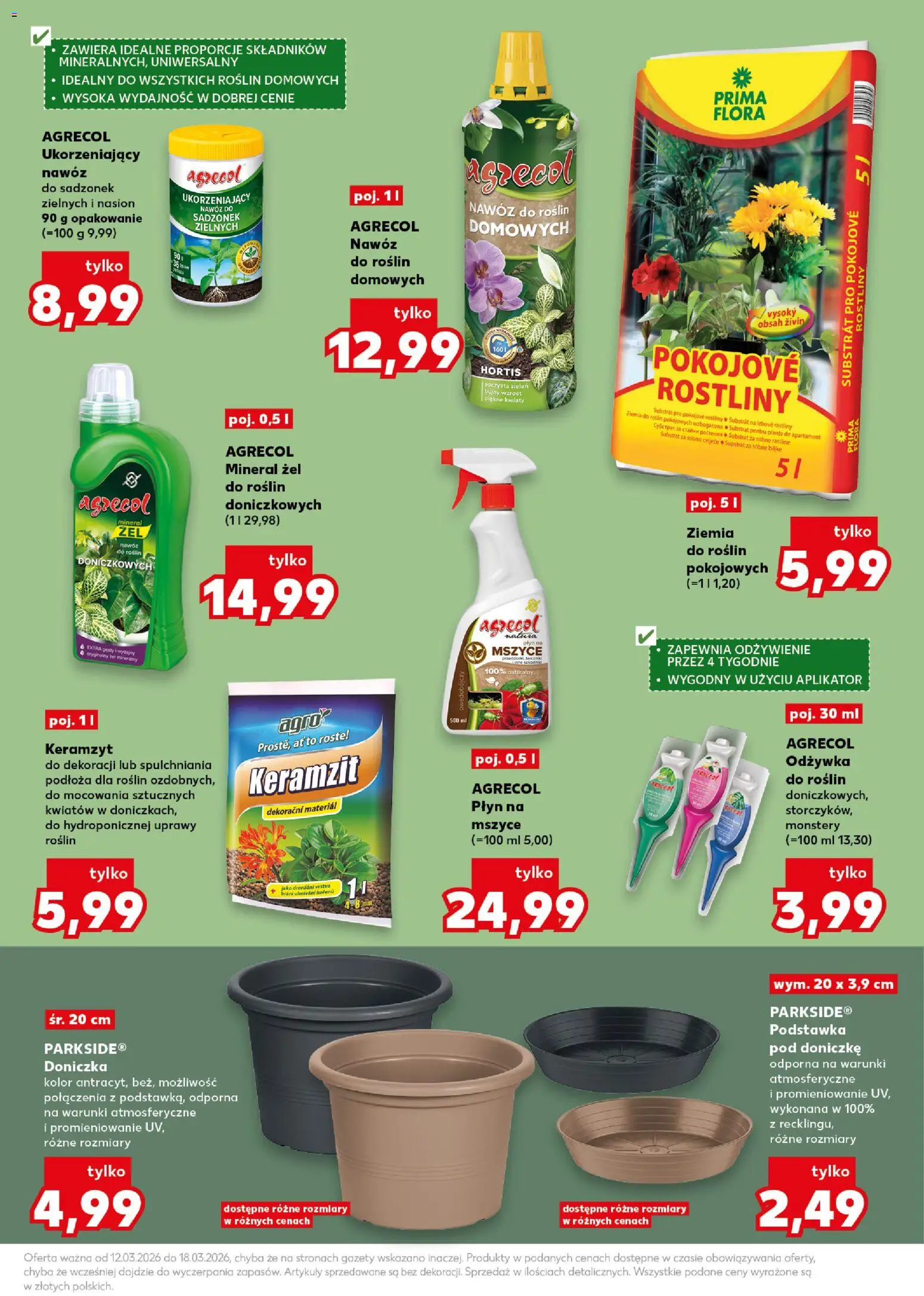 Kaufland Polsko leták - Wiosenne inspiracje od 12.03.2026 | Strana: 9 | Produkty: Substrát, Rostliny, Pokojové rostliny, Flora