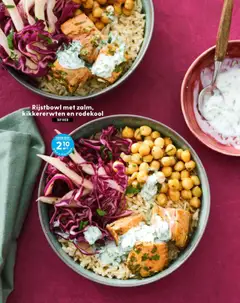 Rijstbowl met zalm, kikkererwten en rodekool, Rice bowl with salmon, chickpeas and red cabbage. - Voorbeeld van een folder van Albert Heijn, geldig van 31.12.2025 | Pagina: 98 | Producten: Kikkererwten