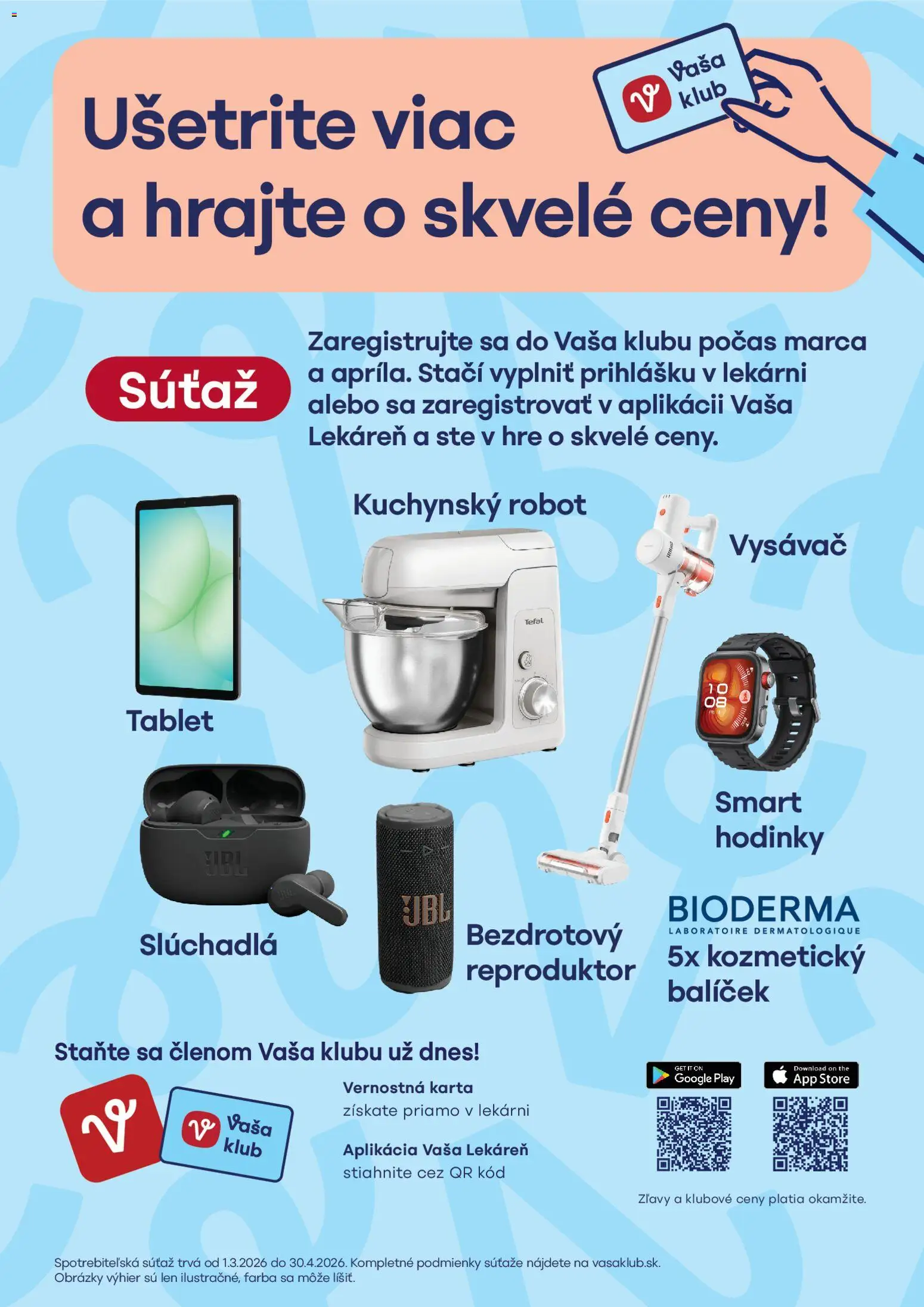 Nové Vaša lekáreň akcie – leták je platný od 01.03.2026 | Strana: 20 | Produkty: Tablet, Kuchynský robot, Smart hodinky, Hodinky