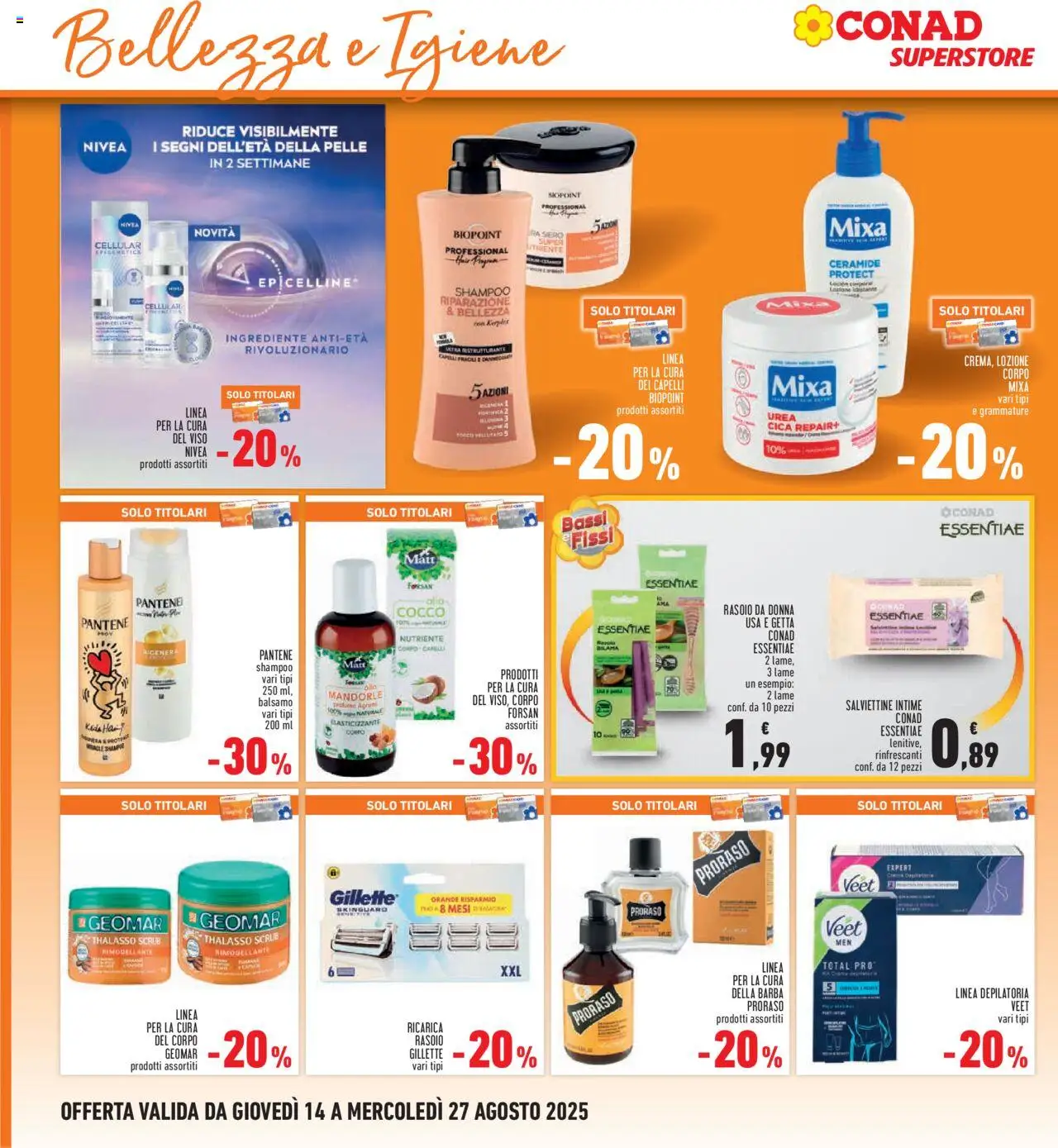 Volantino Conad del 14.08.2025 | Pagina: 22 | Prodotti: Shampoo, Balsamo, Cura della barba, Cocco
